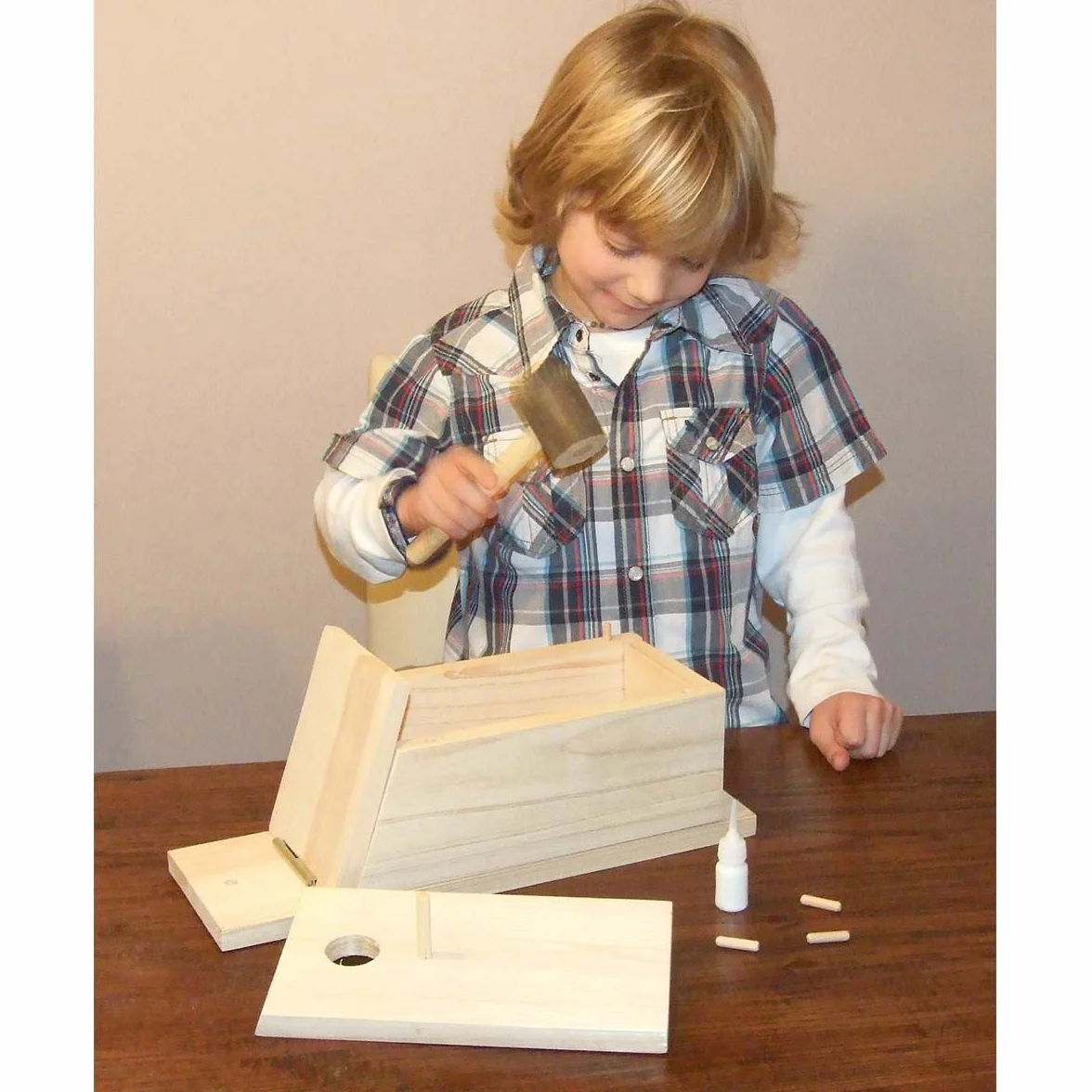Kerbl Kit de bricolaje para caja nido, casa para pájaros, 36x12x14 cm, madera natural, orificio 32 mm, tapa con bisagra
