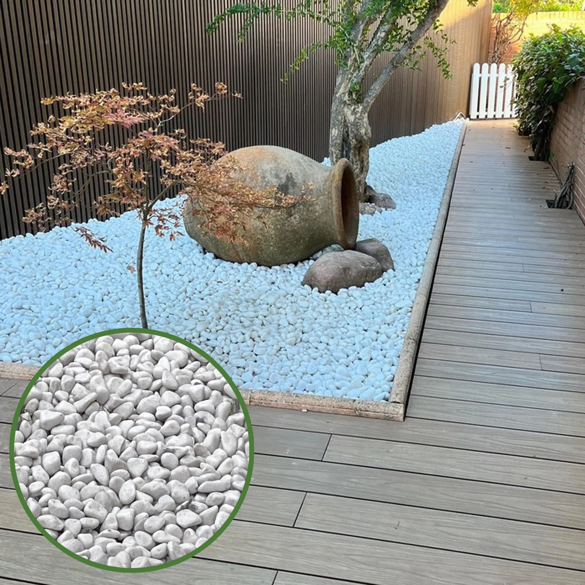 Piedras Decorativas Blancas 12-24mm Saco 20kg Canto Rodado Natural VLC Horticultura