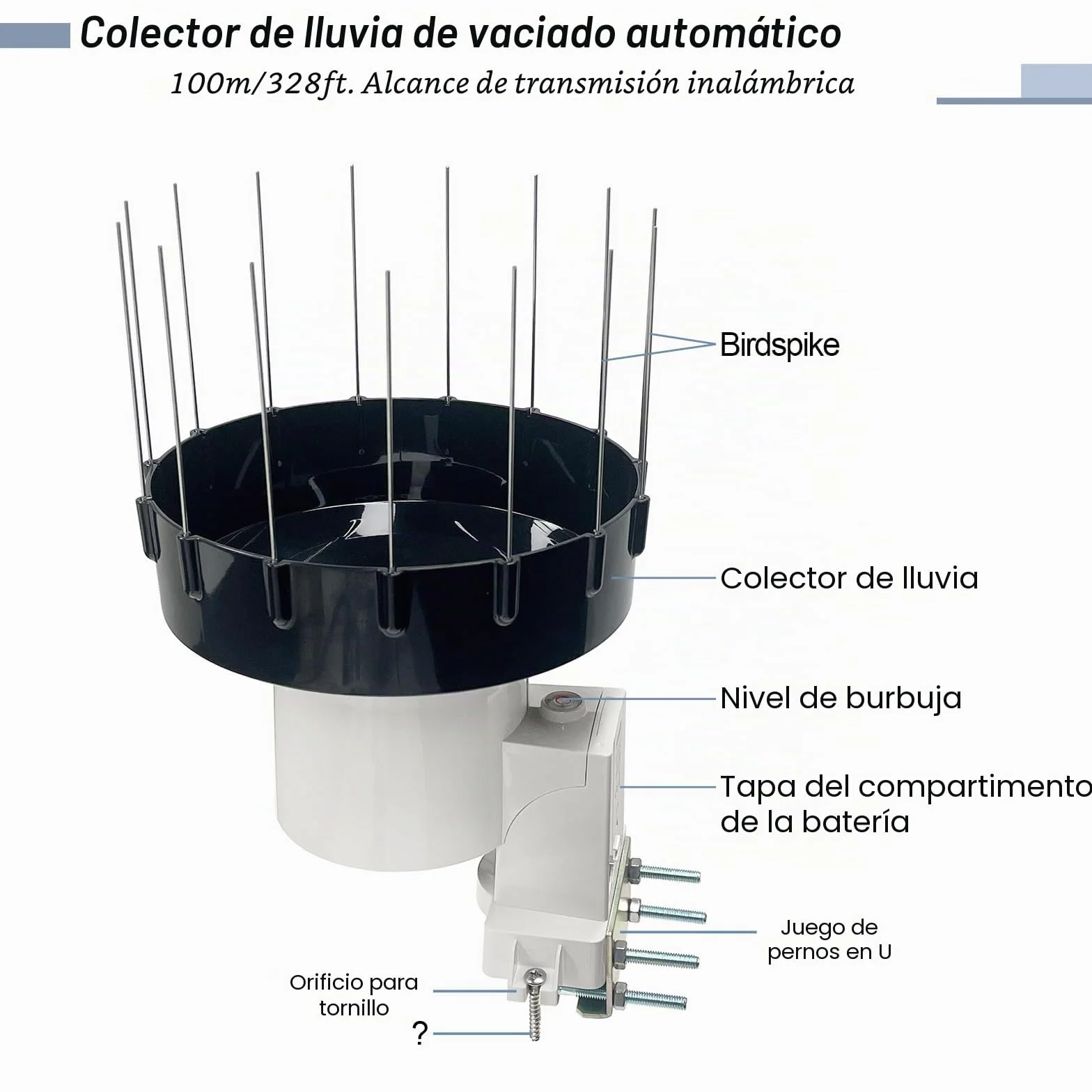 ECOWITT WH40 Pluviómetro Inalámbrico WiFi Autodrenante Sensor de Lluvia