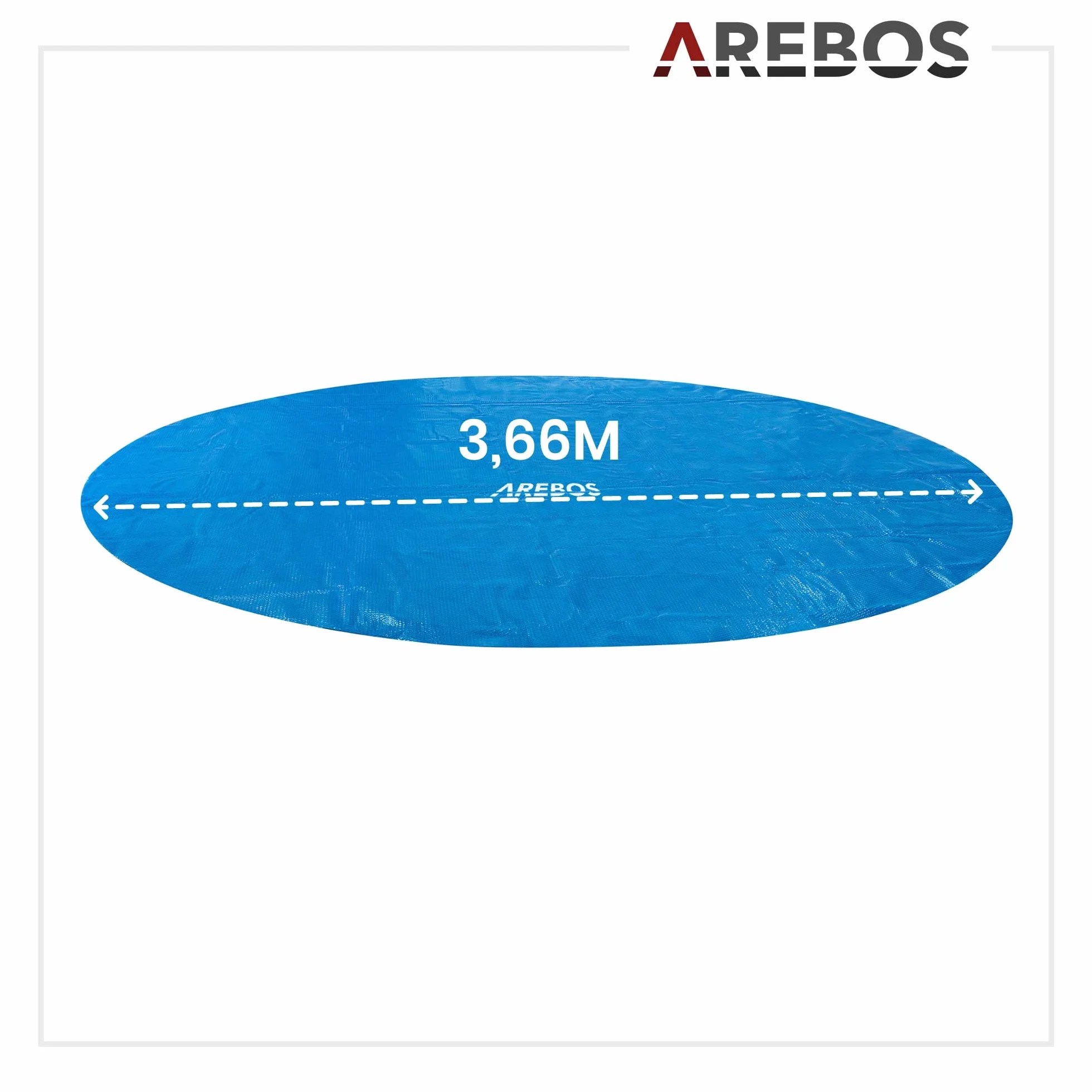 Arebos Cubierta Solar Piscina Ø 3,66 m Azul 120 µm Protector Térmico
