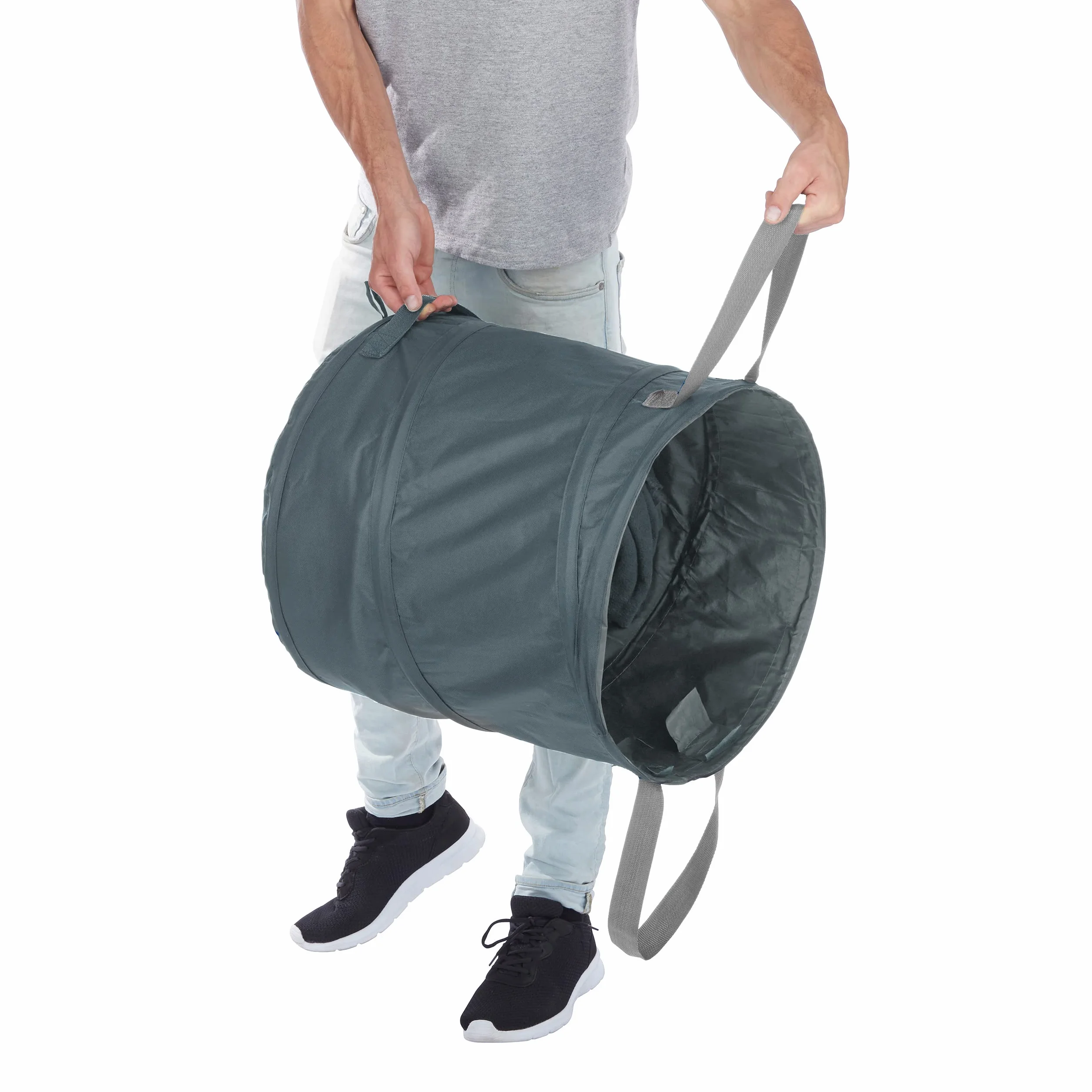 Relaxdays Bolsas Jardín Auto-desplegables PopUp 120L Impermeable UV Gris Set2