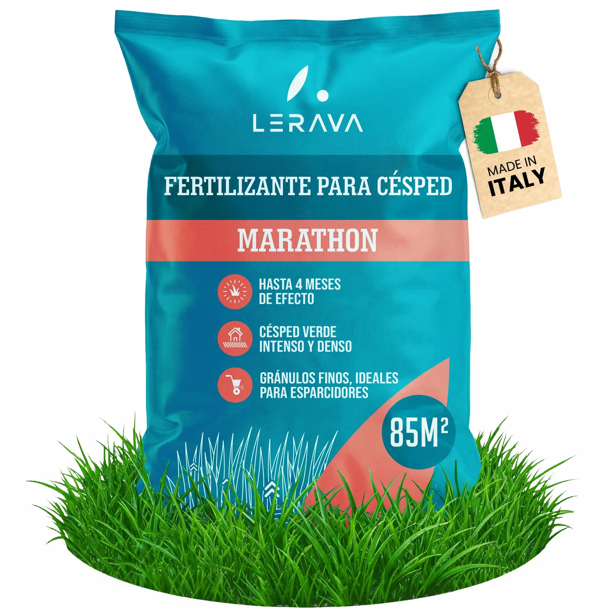 LERAVA Fertilizante césped liberación lenta 85 m² Abono granulado con magnesio y microelementos