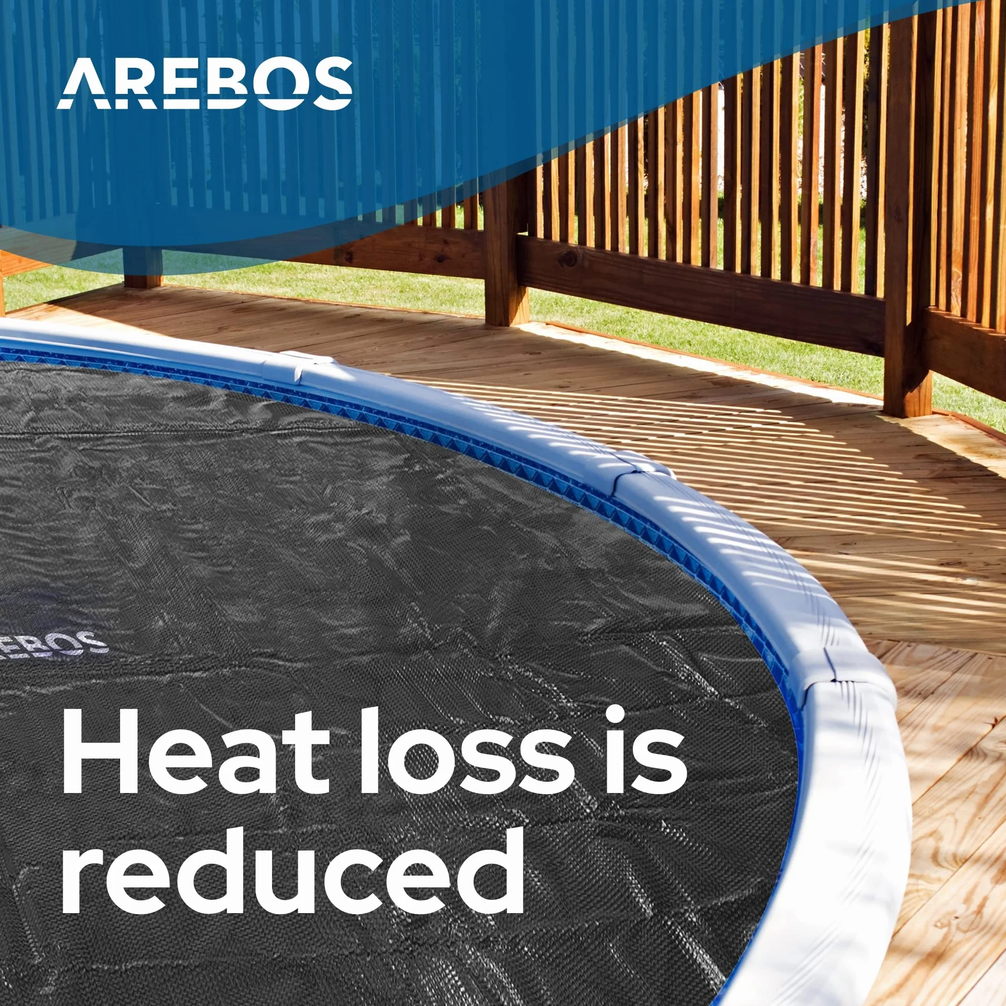 Arebos Cubierta Solar Piscina Ø 4,57 m Negro Lona Redonda 120 µm Protector Térmico Ahorro Energía