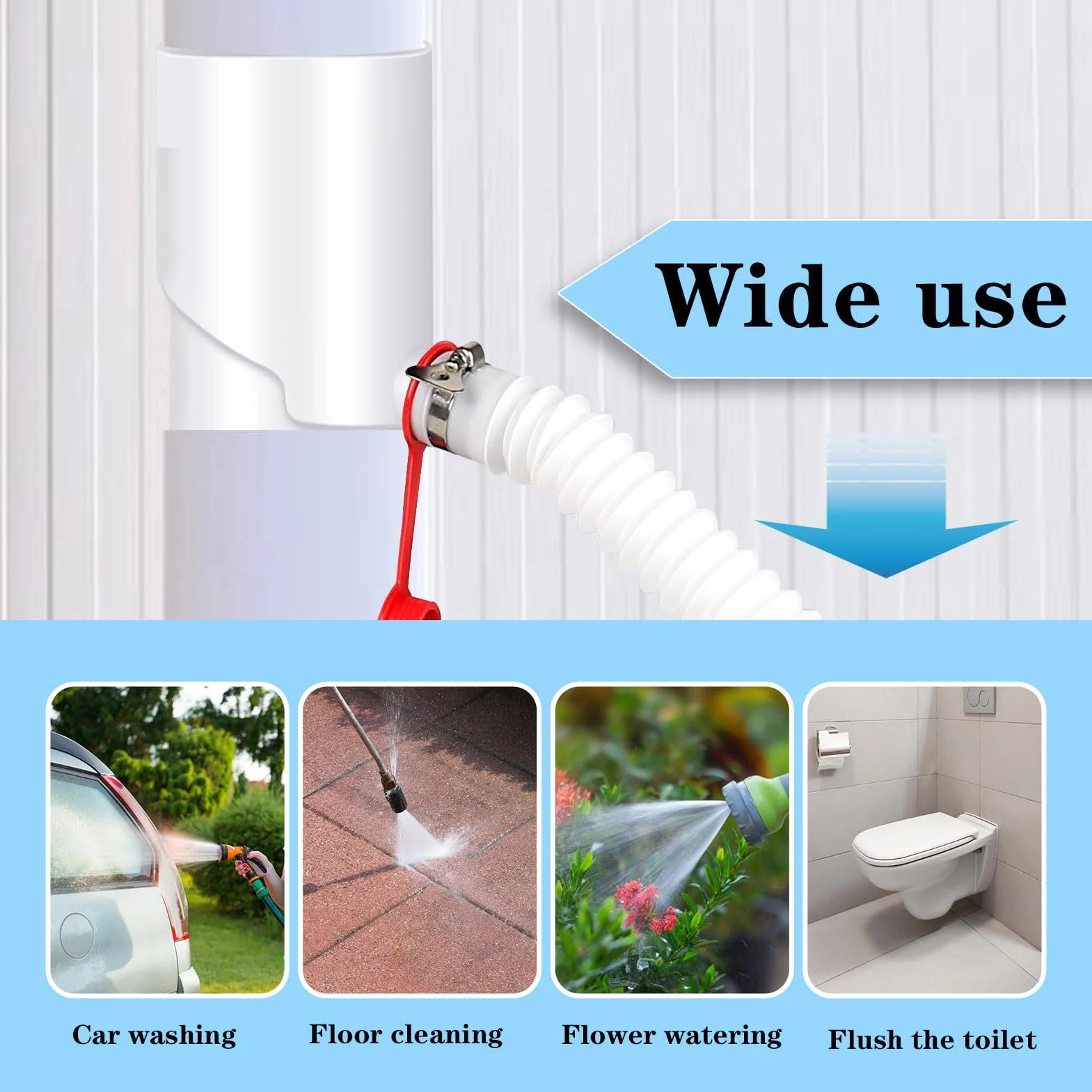 Sistema de recolección de agua de lluvia, desviador redondo de 8 cm, kit de plástico
