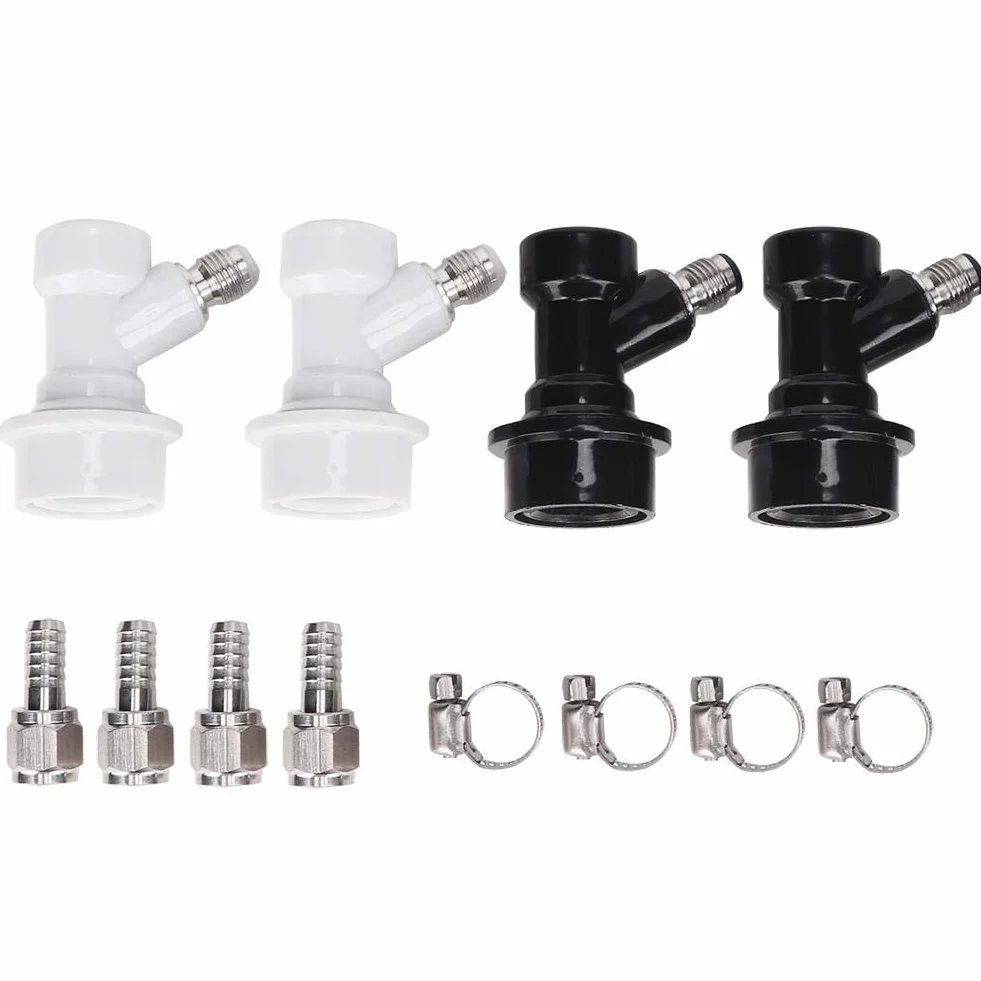 Fditt 4 Piezas de Accesorios de Barril de Bloqueo de Bola roscada con Abrazaderas de Manguera Conector de plástico con Abrazadera de Adaptador