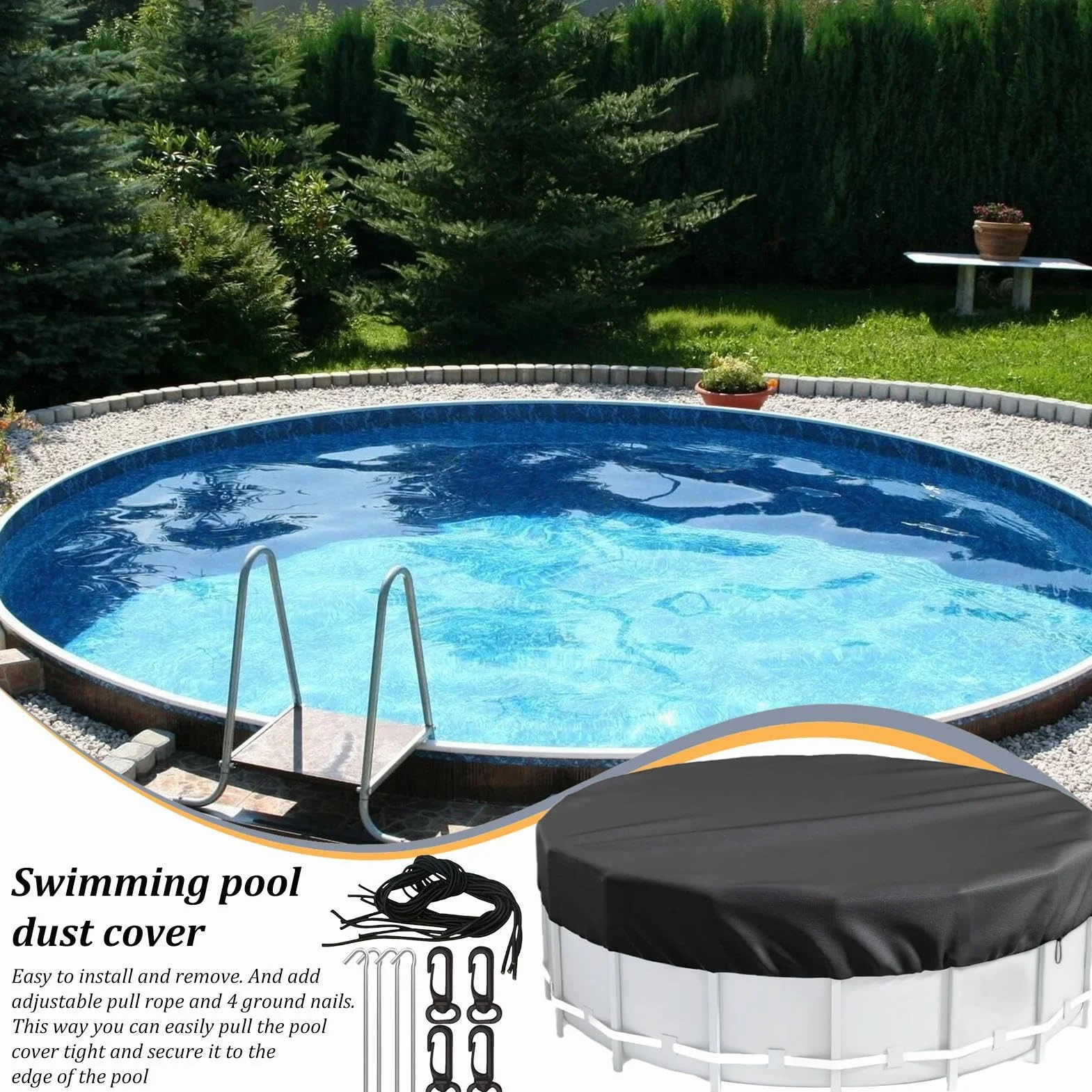 Lona para Piscina Redonda Alta Resistencia al Desgarro Protección UV Cubierta