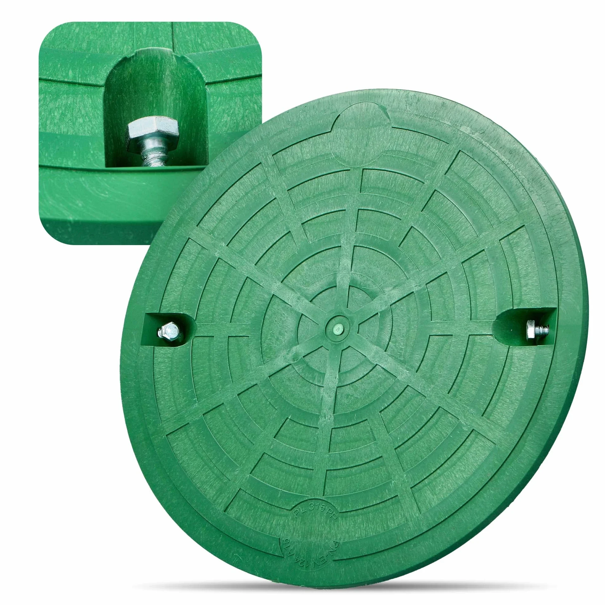 Millto Tapa de tubería DN315 polipropileno A15 verde carga 1,5 t