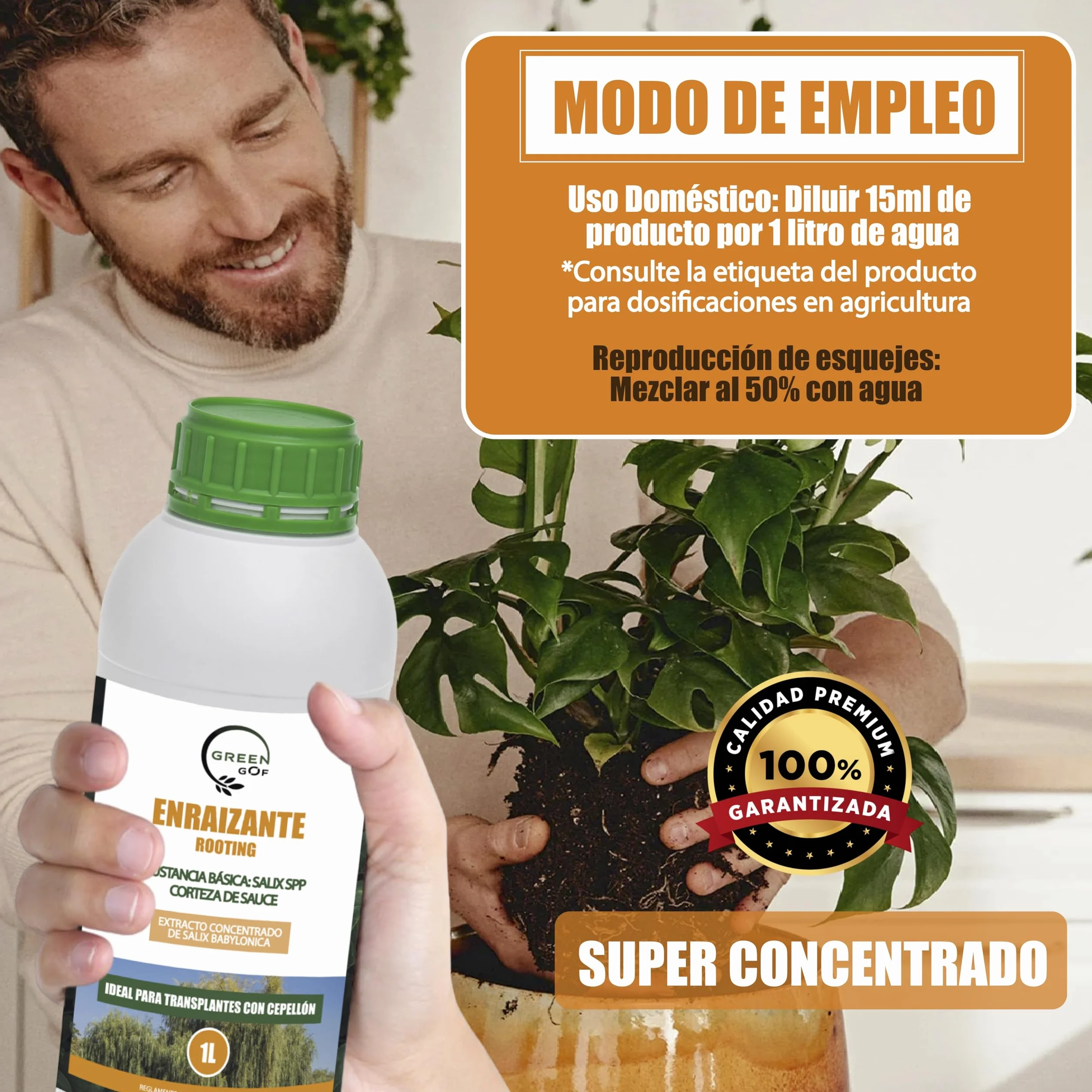 GREENGOF Enraizante Líquido 1L Orgánico con Hormonas Naturales