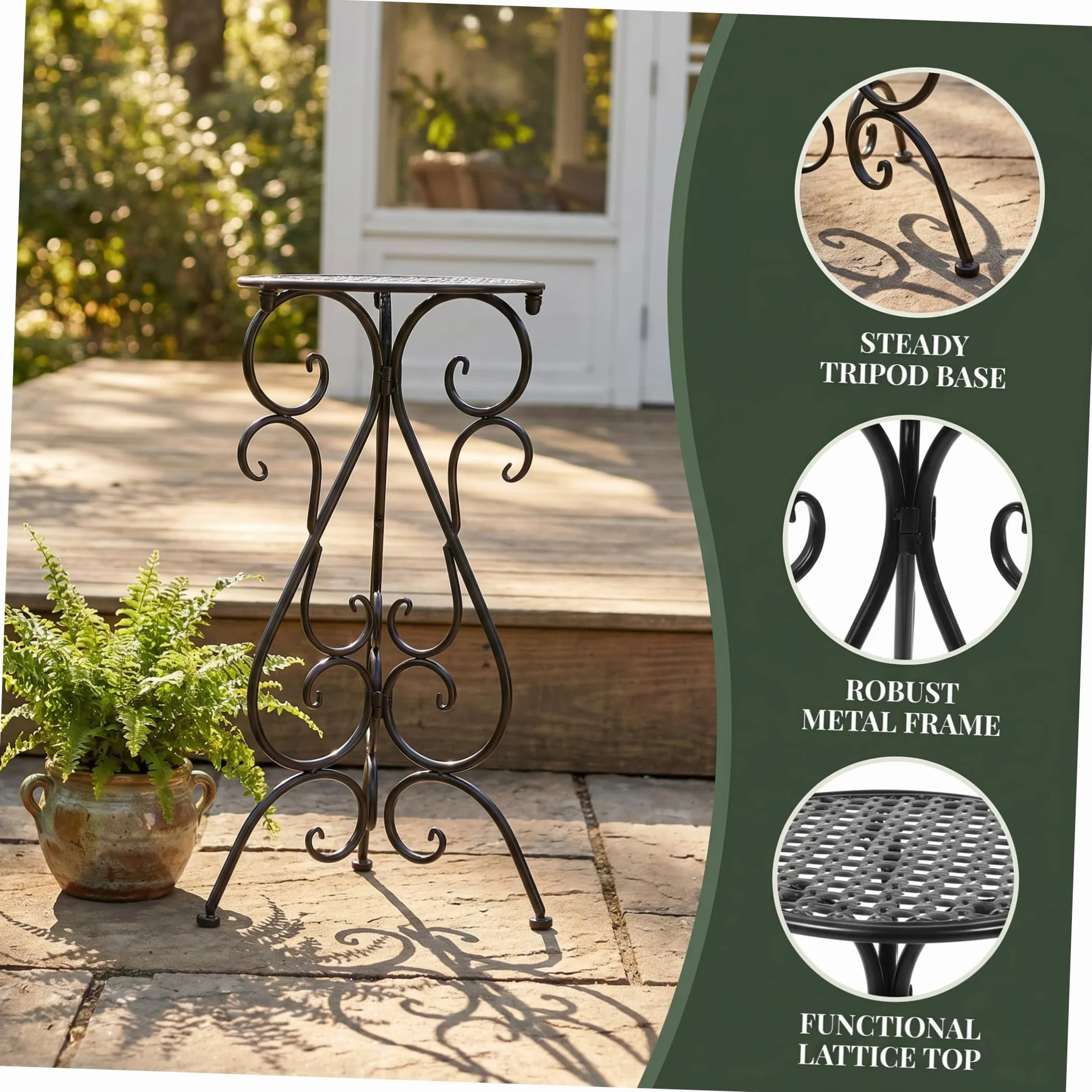 EXCEART Soporte para Baño de Aves de Hierro Negro de 22 Pulgadas Base Ancha y Diseño de Tripié Estable para Patio y Porche
