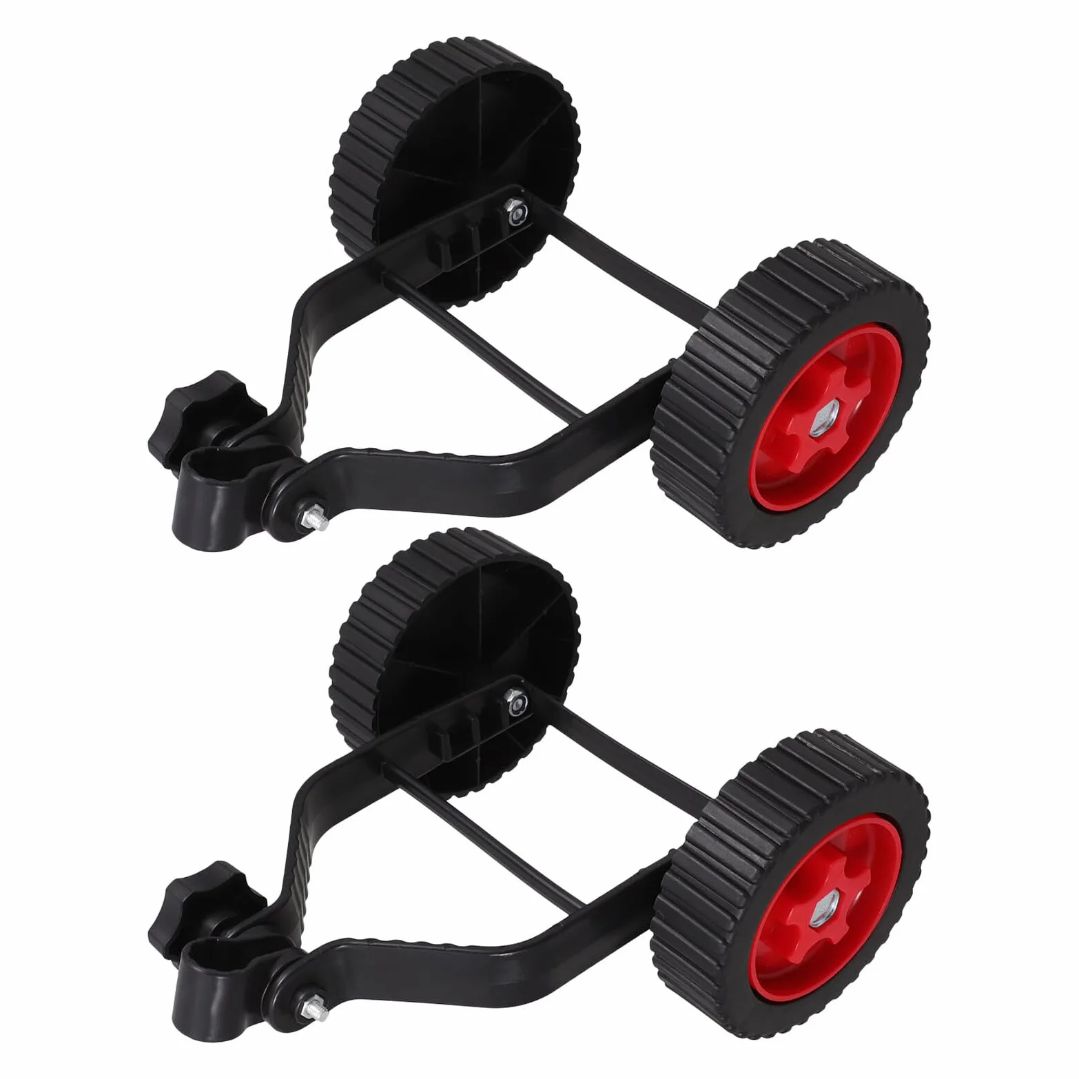 VANZACK Ruedas Auxiliares para Cortacésped de Jardín 2 Piezas Negras de Plástico 27X245X125 CM Accesorio Compatible para Desbrozadora Manual Gasolina Soporte Absorción de Impactos