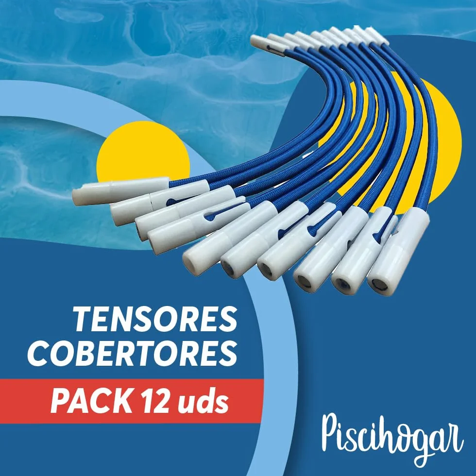 PisciHogar Tensores Lona de Piscina Goma elástica Gran Resistencia Cobertor Invierno Regulables 12 und Azul