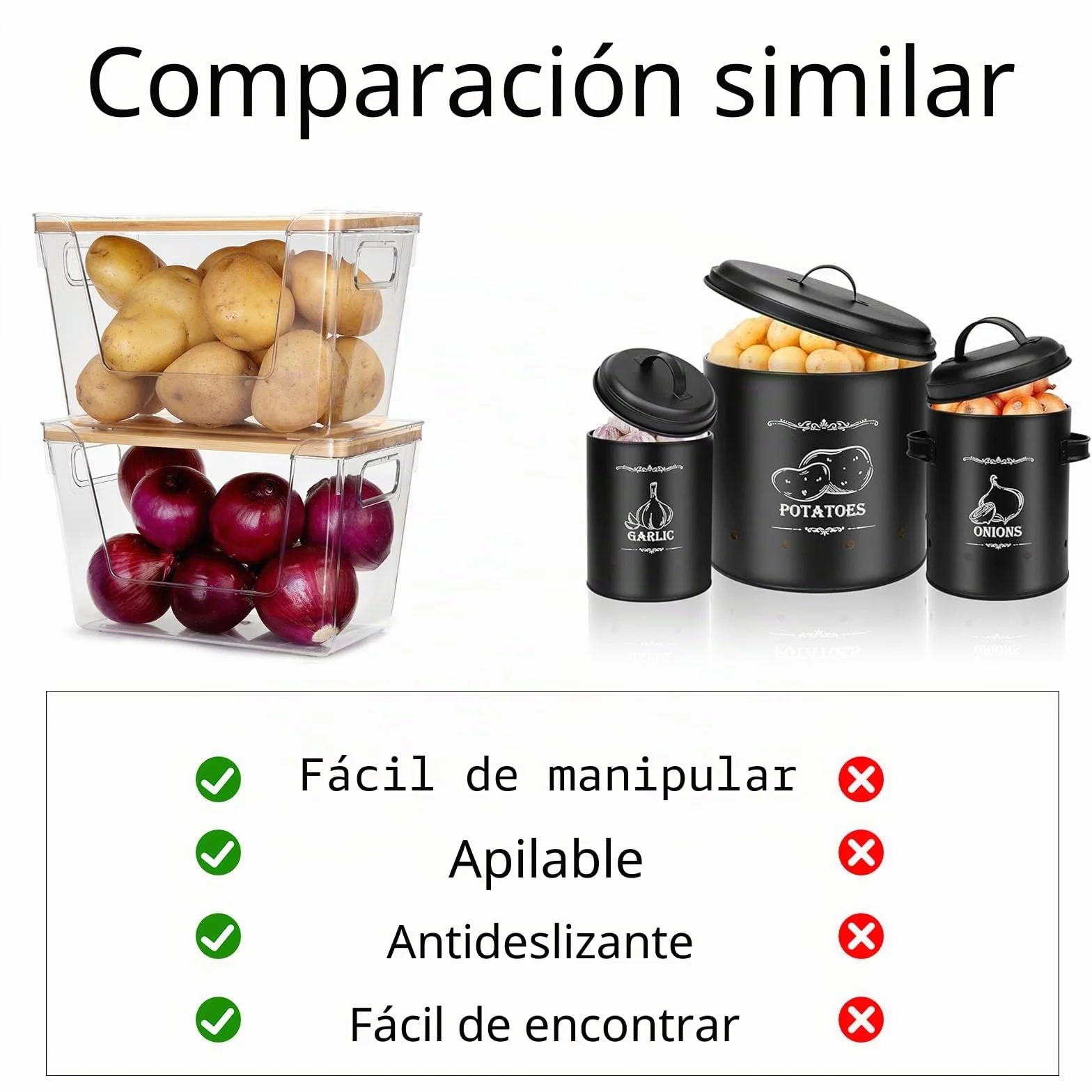 Set de 2 contenedores para patatas y cebollas