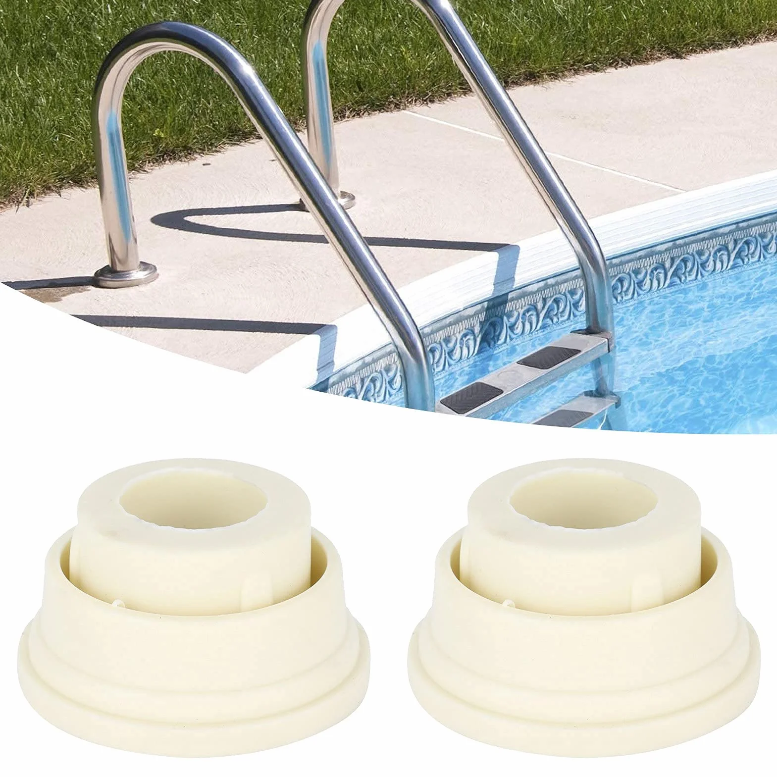 Alvinlite Topes de Escalera para Piscina Enterrada - Tapón de Goma 2.4x1.5x1.3in Blanco