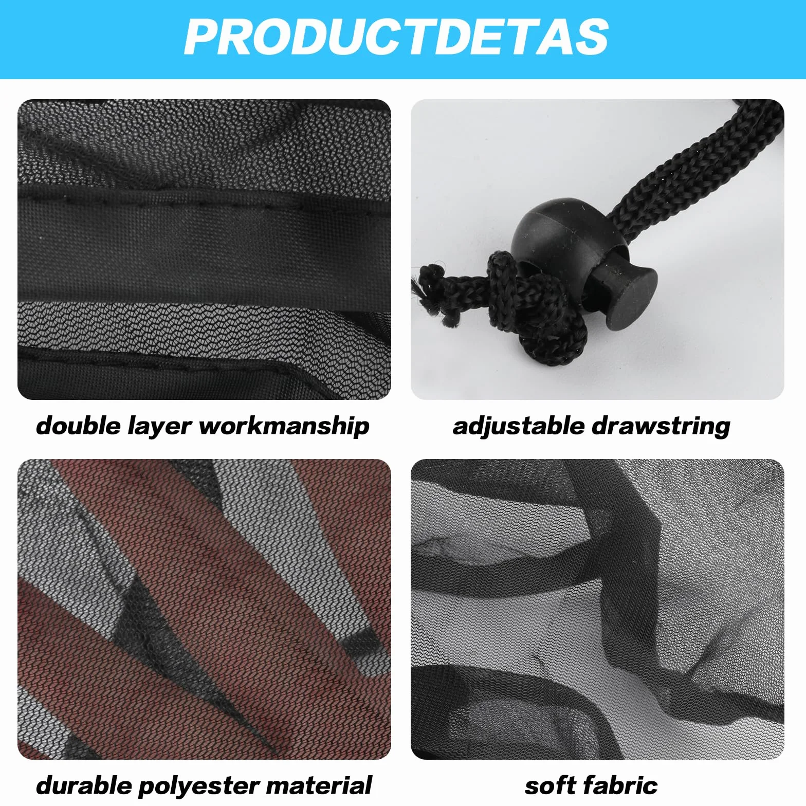 Cubiertas de red ajustables para barriles de lluvia, red protectora de malla de 60 cm