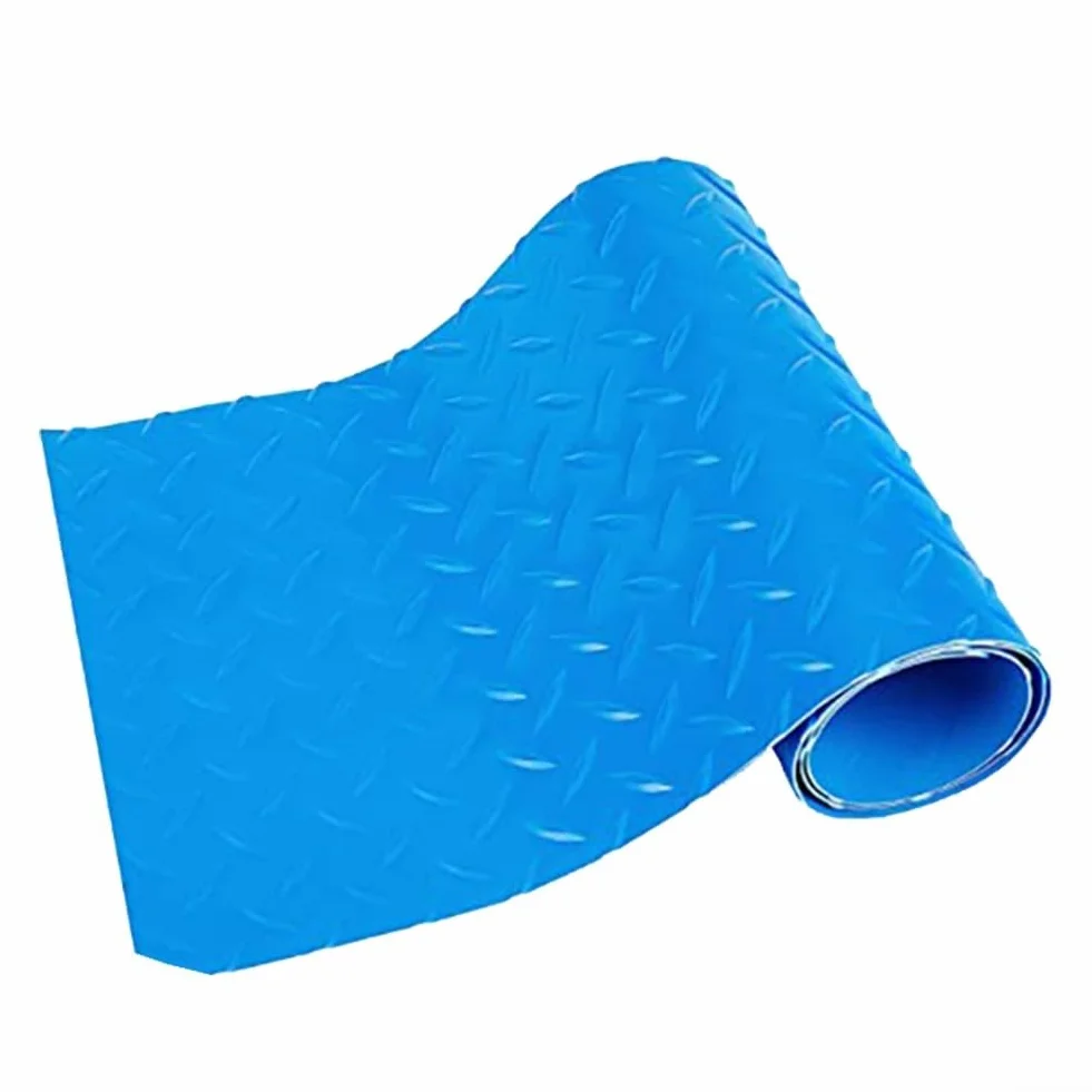 Alfombrilla protectora de escalera de piscina antideslizante de goma, azul 90x23 cm