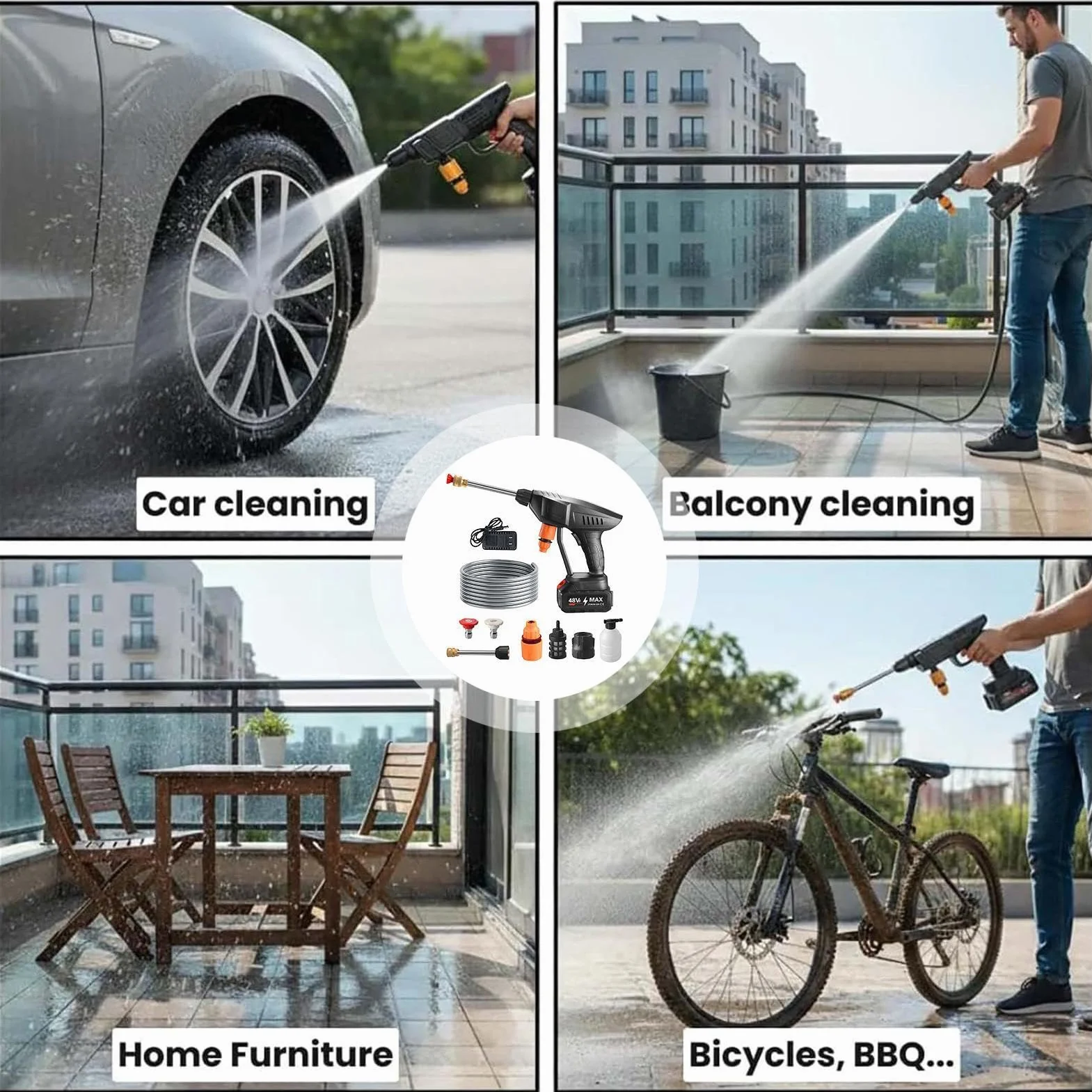 de alta presión - modos portátil de acero inoxidable limpieza a fondo | de alta presión máquina de lavado de coches | Interior Exterior Terraza Jardín Schutting Vehículo