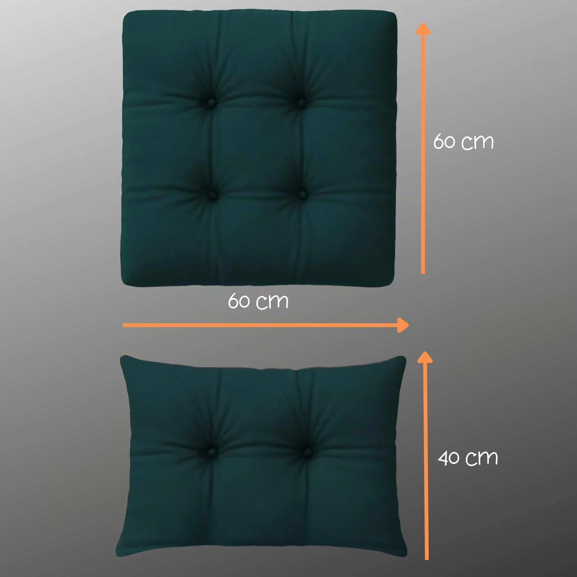 Cojín Lounge Muebles Jardín 60x60 cm Respaldo 40x60 cm Rattan Verde