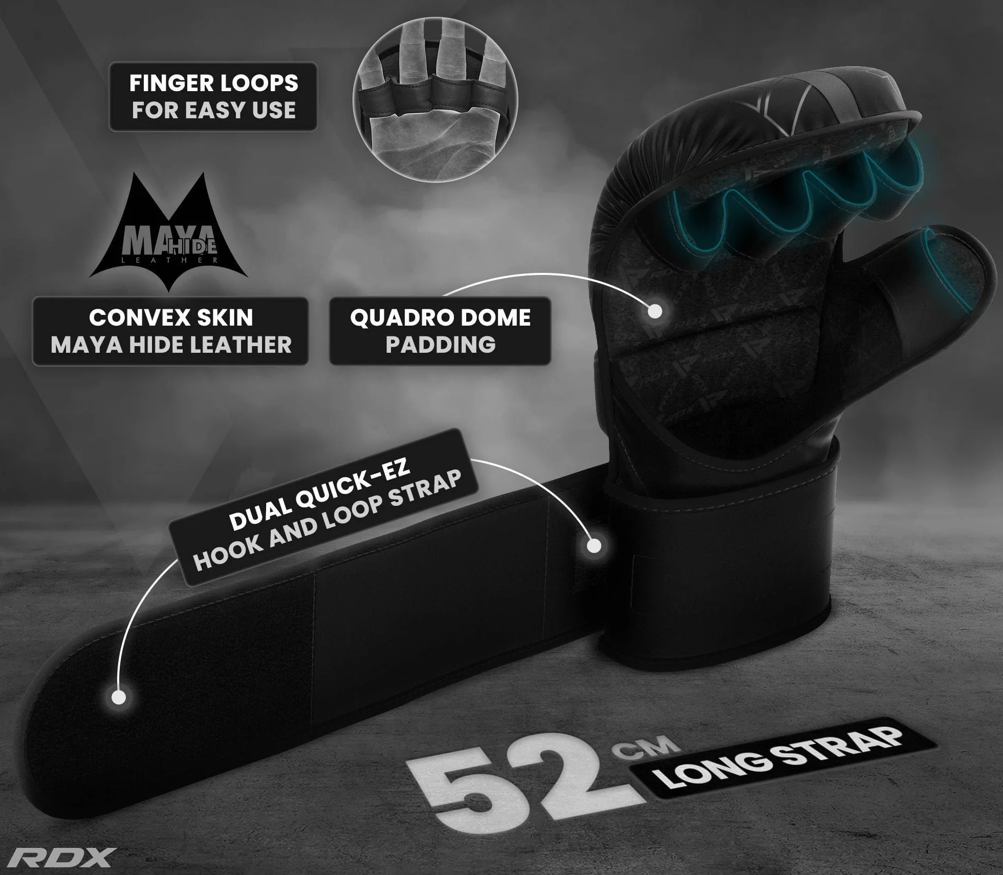 RDX Rękawice MMA Grappling Trening, Maya Hide Skóra Kara Sparring Boks Muay Thai Kickboxing Krav Maga