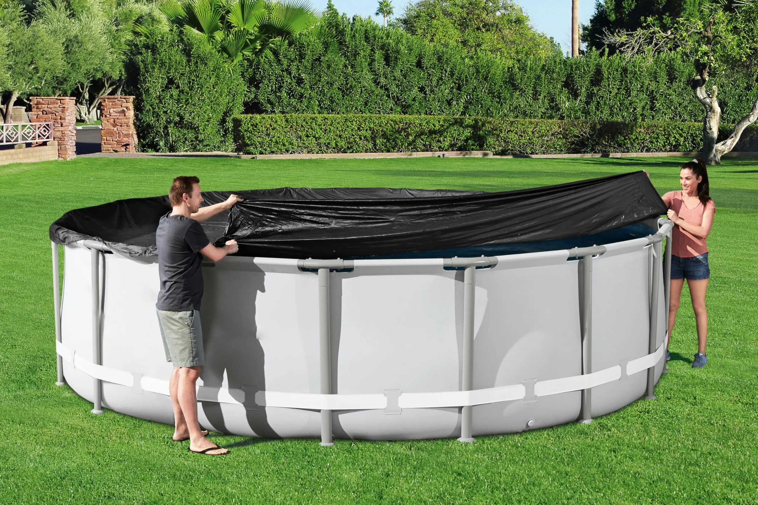 BESTWAY Cobertor de Invierno Piscina PVC Negro Ø493 cm