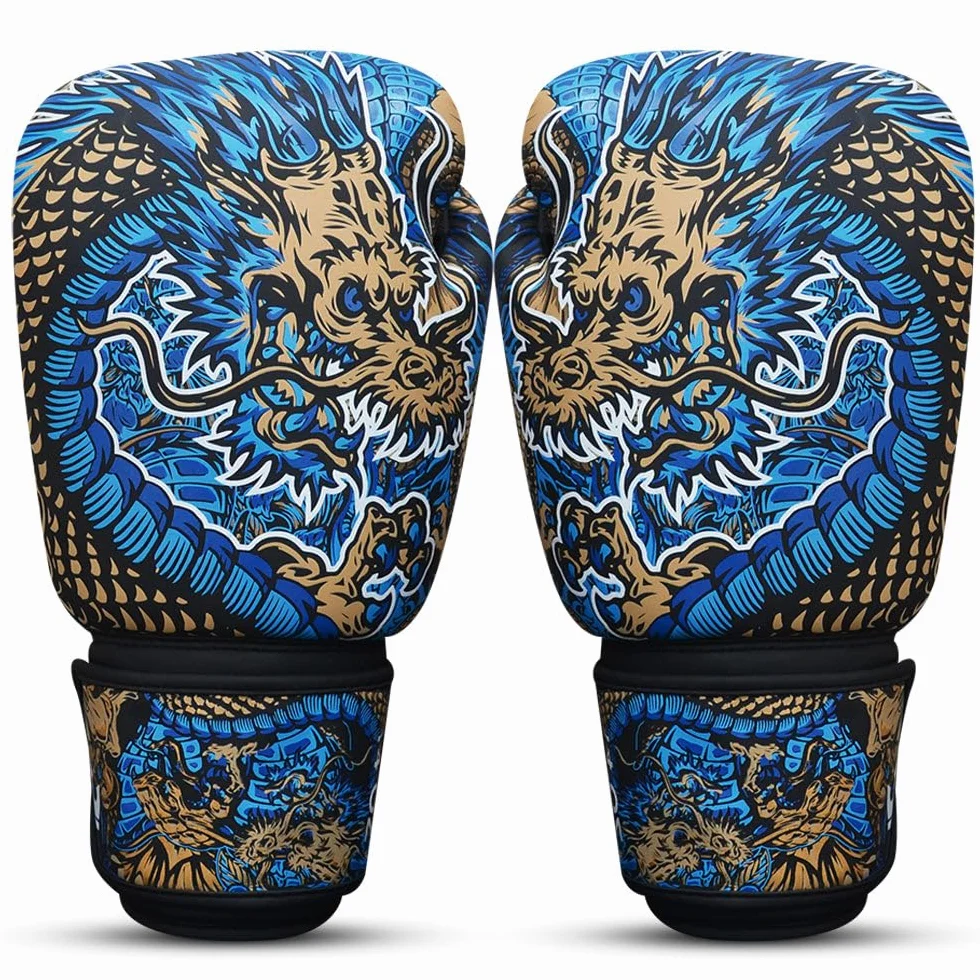BUDDHA FIGHT WEAR Guantes de Boxeo Dragon 10 oz 12 oz 14 oz 16 oz para Entrenamientos Sparring Muay Thai Kickboxing