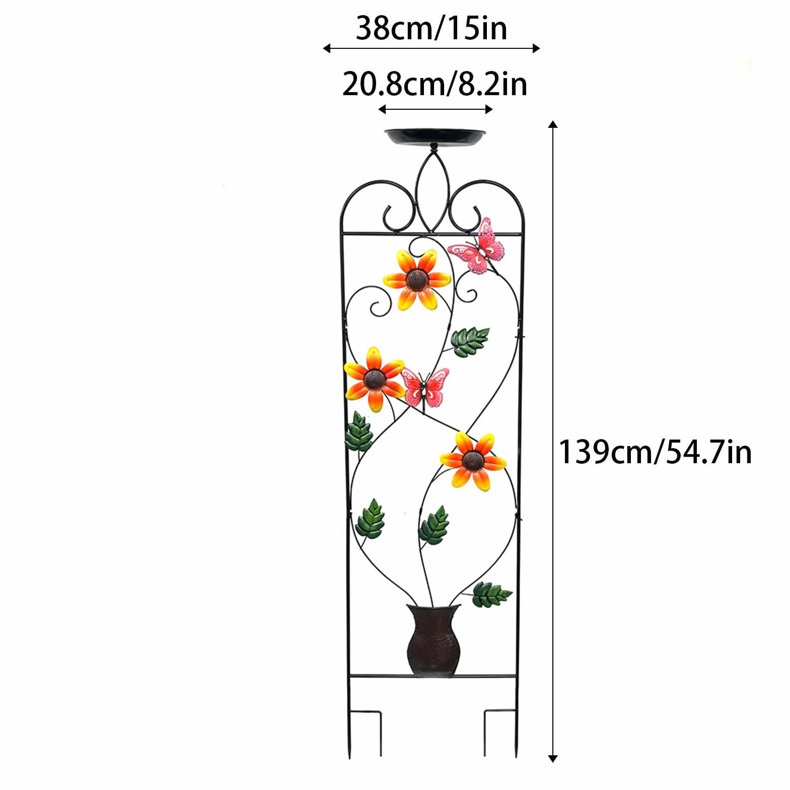 Enrejado de Jardín Soporte metálico resistente a la intemperie | Enrejado Alto con Bebedero para Aves para Rosas Trepadoras, Enredaderas, Hortalizas, Bancal Elevado, Patio, Jardín, Balcón,
