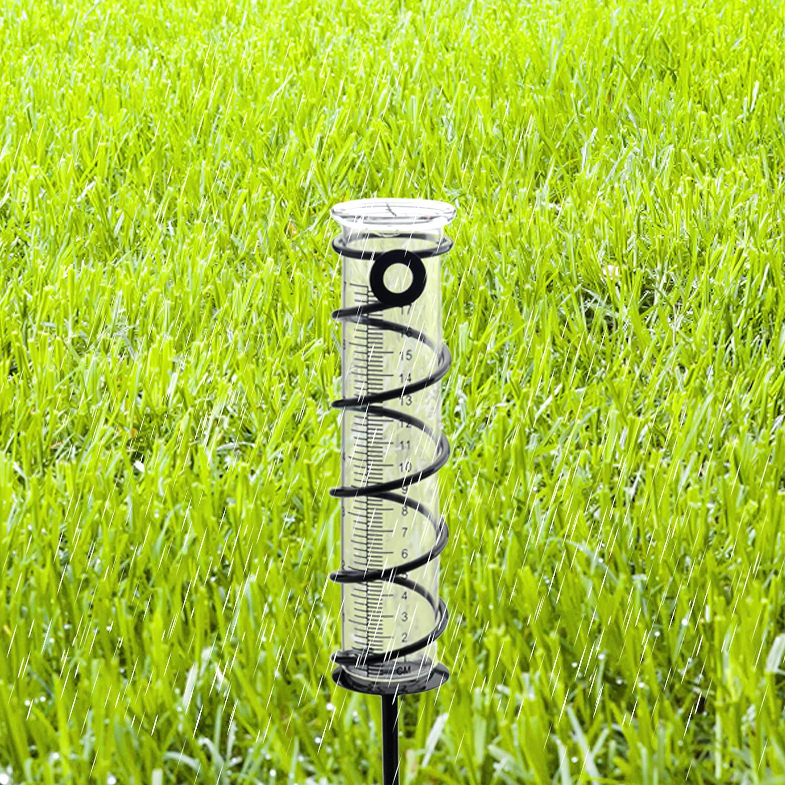 Pluviómetro extraíble con estaca de Metal en Espiral para jardín césped terraza