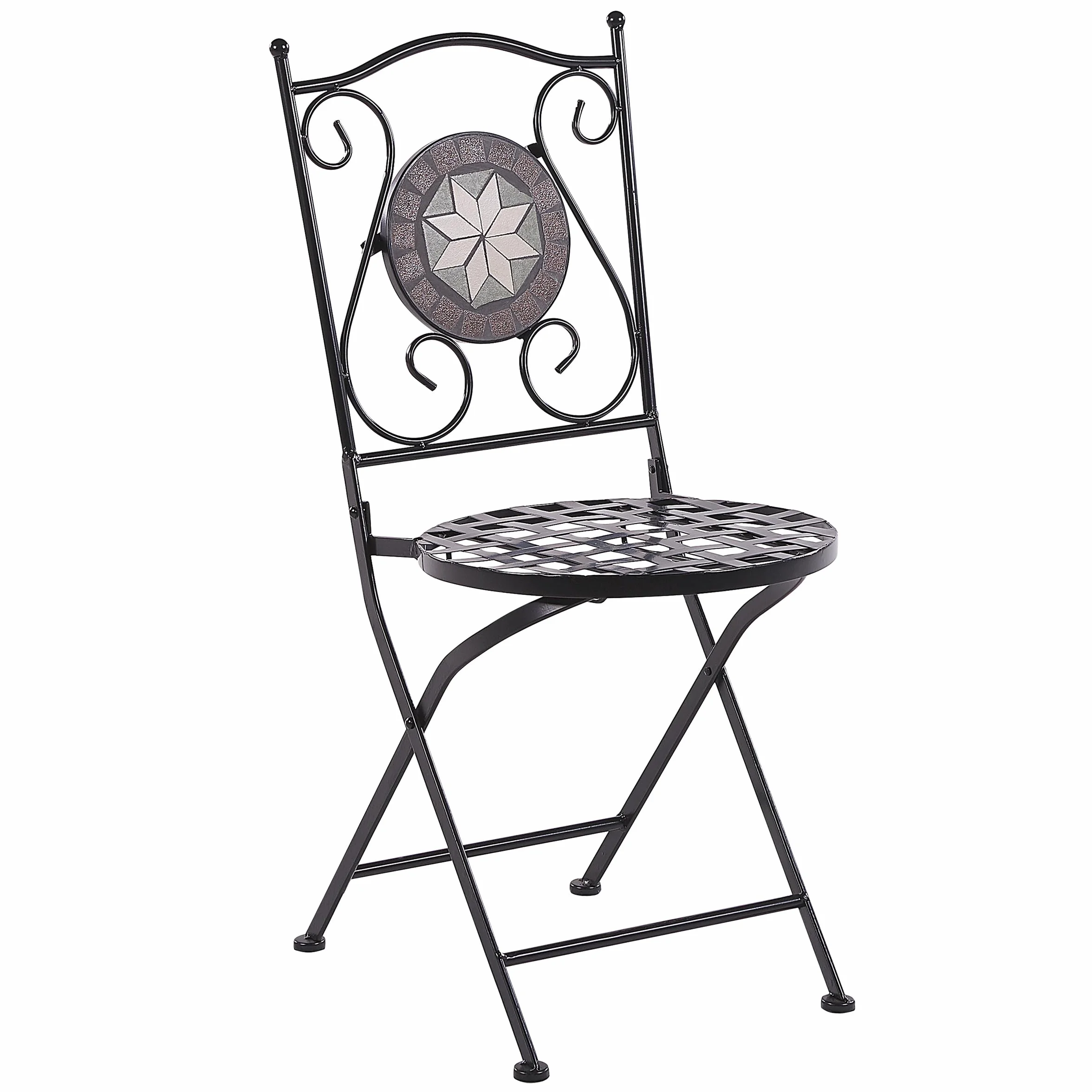 Beliani Cariati Conjunto de balcón 2 plazas Metal Negro Plegables