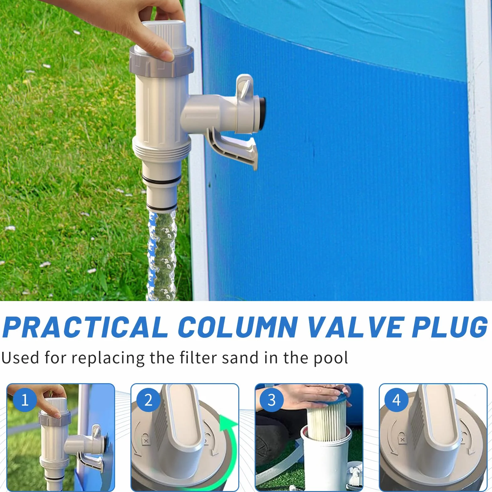 Válvula de émbolo de piscina Plus 2 en 1 repuesto para Intex/Bestway/Coleman grifo de paso