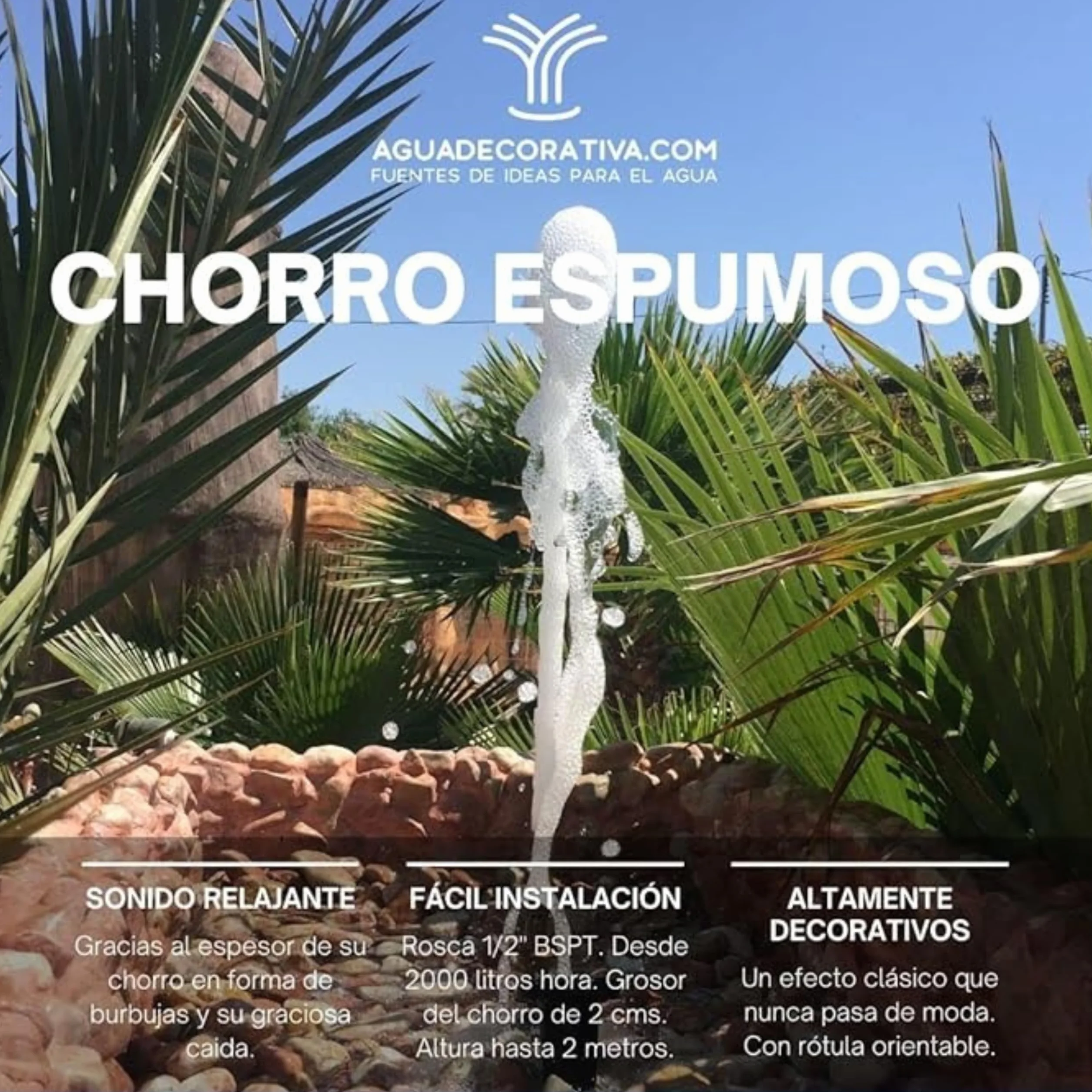 Boquillas para Fuentes de Jardín 1/2 Pulgada Acero Inoxidable Rótula Orientable BF-012-B