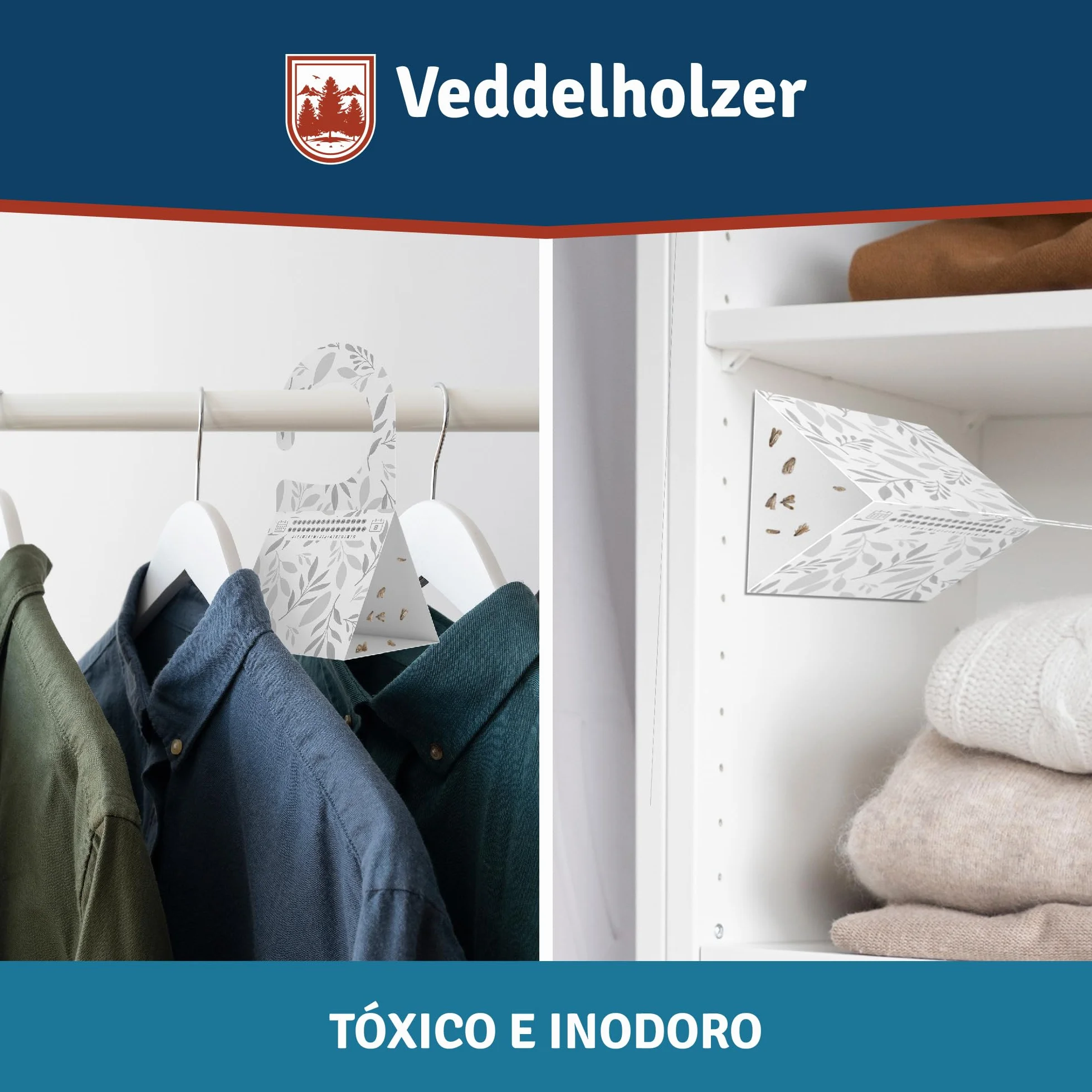 Trampa para polillas Veddelholzer 8X Triangular con Gancho Adhesivo Inodoro no tóxico