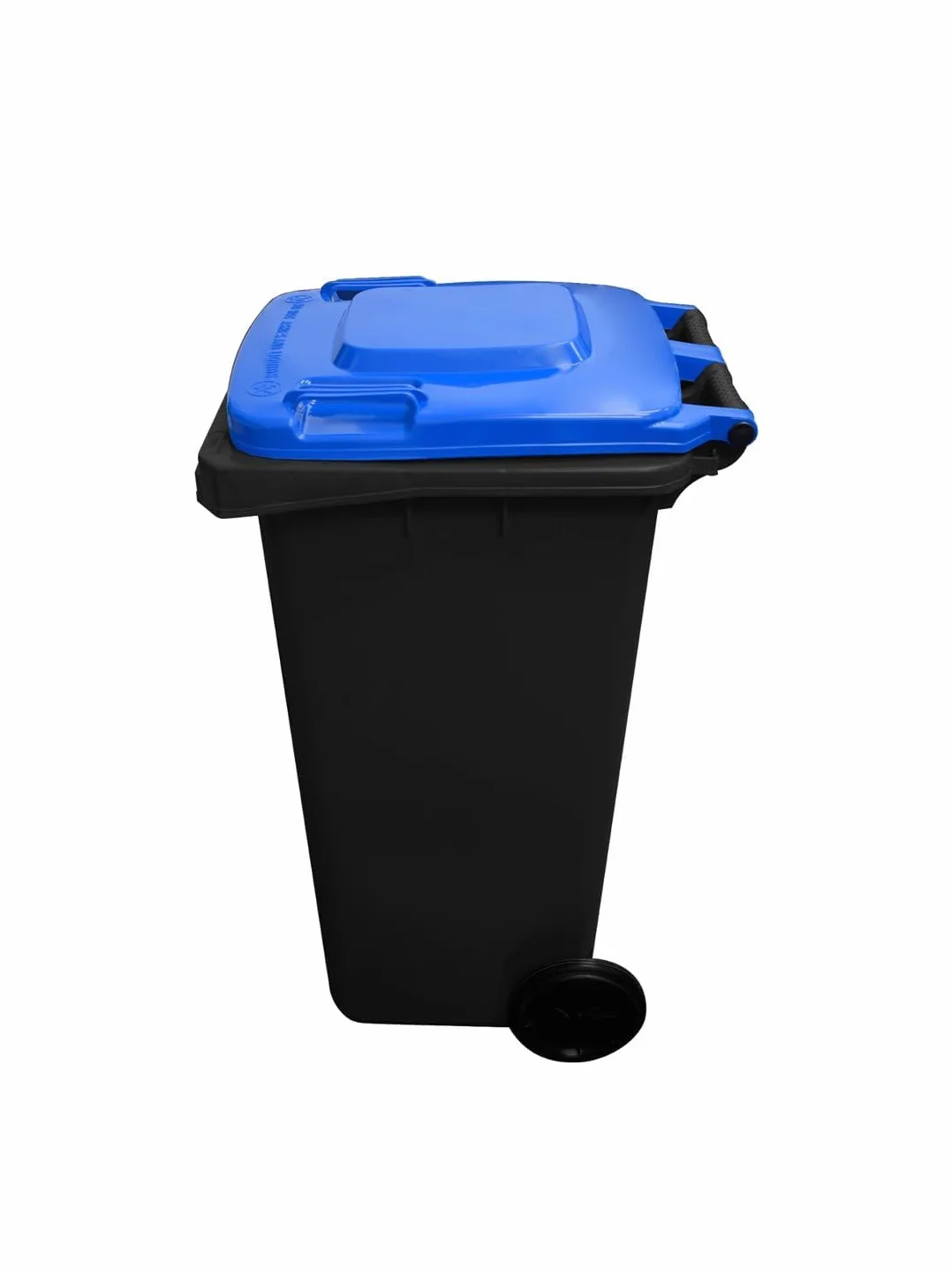 Ecodiseño Jardín Contenedor Basura Reciclable 120L 2 Ruedas Tapa Azul