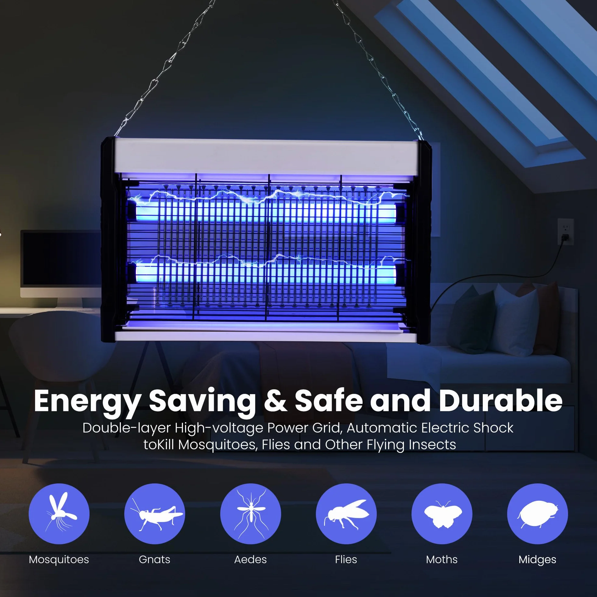 Lámpara Matamosquitos 3200 V Matamoscas Eléctrico Jardín Patio Cocina Industrial