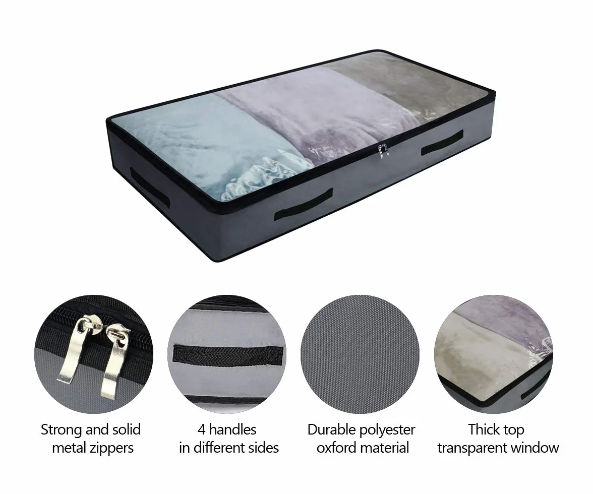 iwill CREATE PRO Caja de almacenamiento suave para debajo de la cama con 4 asas y tapa transparente para una fácil localización, material duradero, plegable y visible en la parte superior