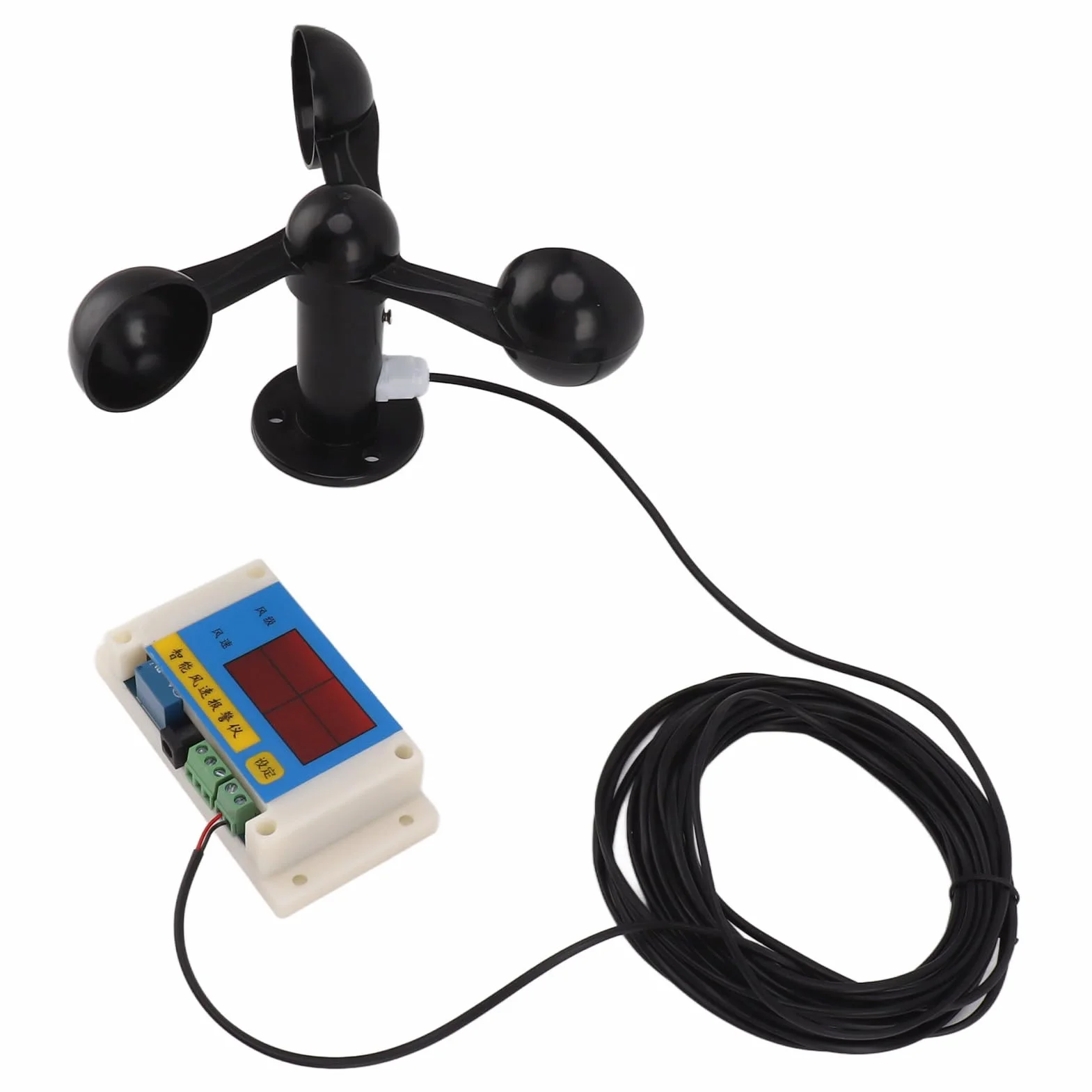 Anemómetro para Grúas Torre 3 Cúpulas USB 5V Alarma Velocidad Viento 2-12 Niveles Precisión Alta Apagado Automático