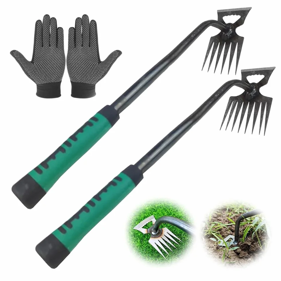 Anyingkai 2 Piezas Extractor de Malas Hierbas Manual, Desmalezar para Jardín, Herramienta Largo