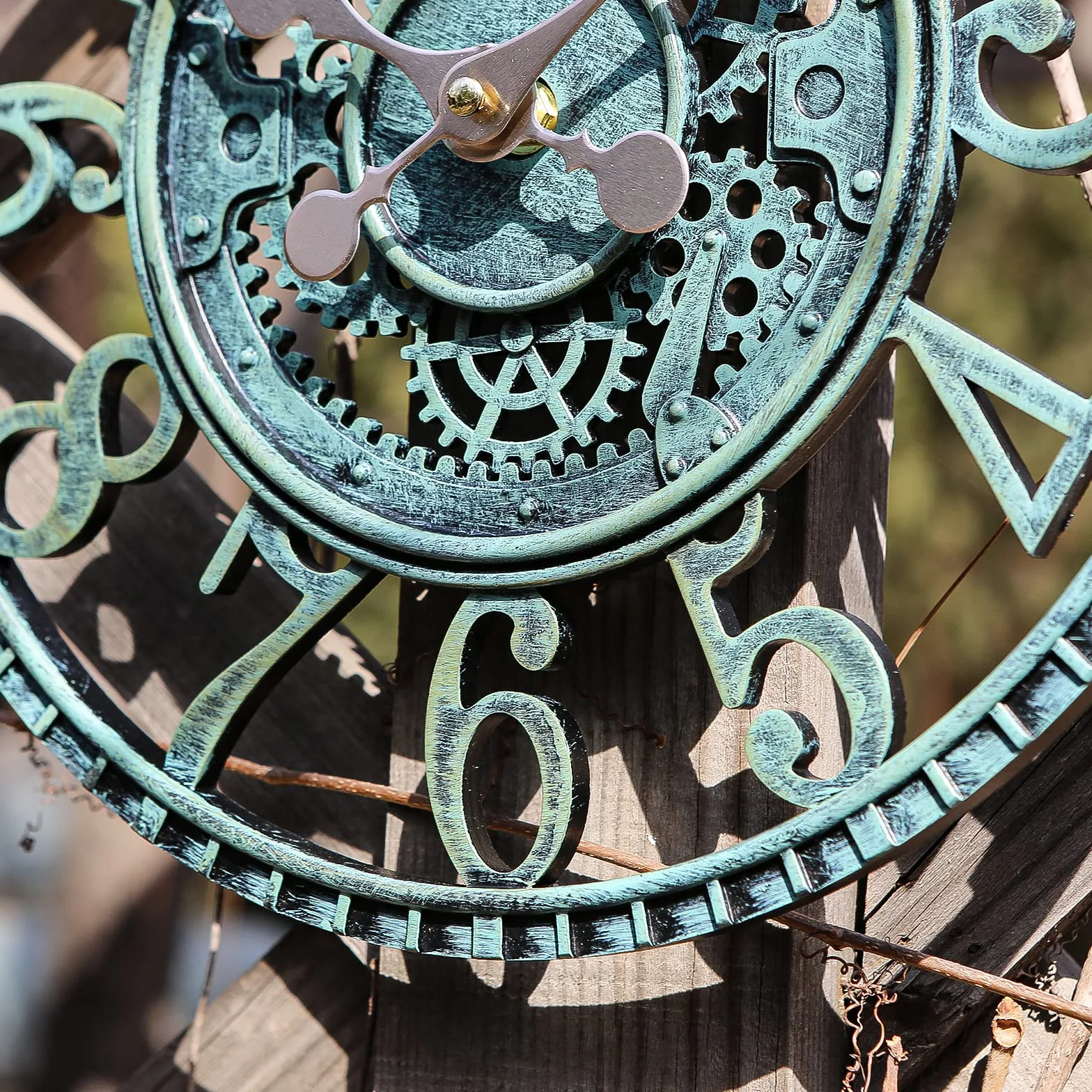 KUNY Reloj de pared grande retro resistente a la intemperie decorativo jardín sin ruido tictac