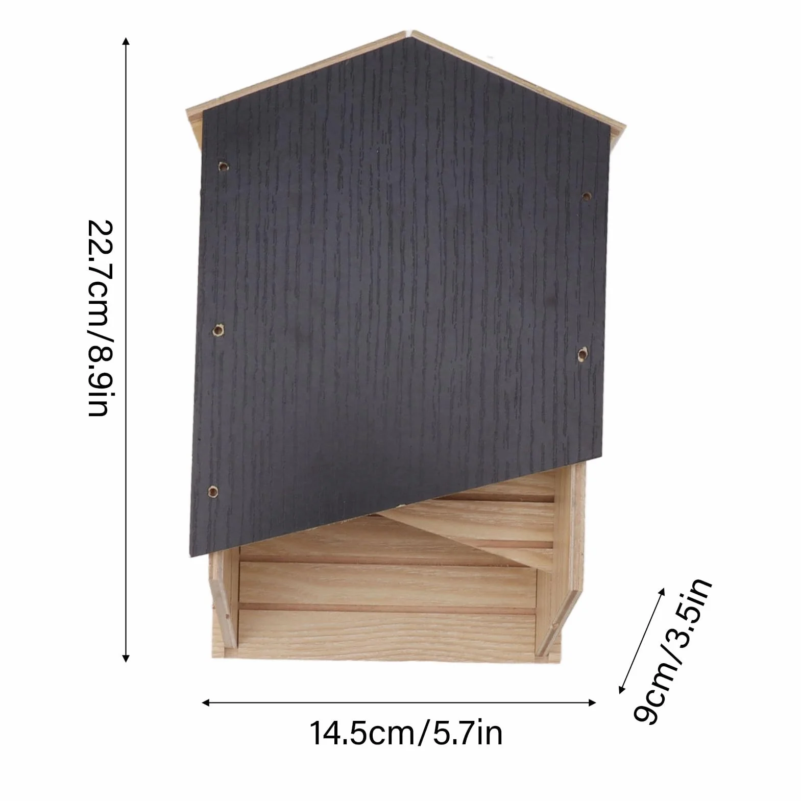 Caja de Murciélagos, Impermeable, a Prueba de Viento, para Exteriores, Casa de Murciélagos, Cámara Doble de Madera, Respetuosa con el Medio Ambiente para Patio Jardinería