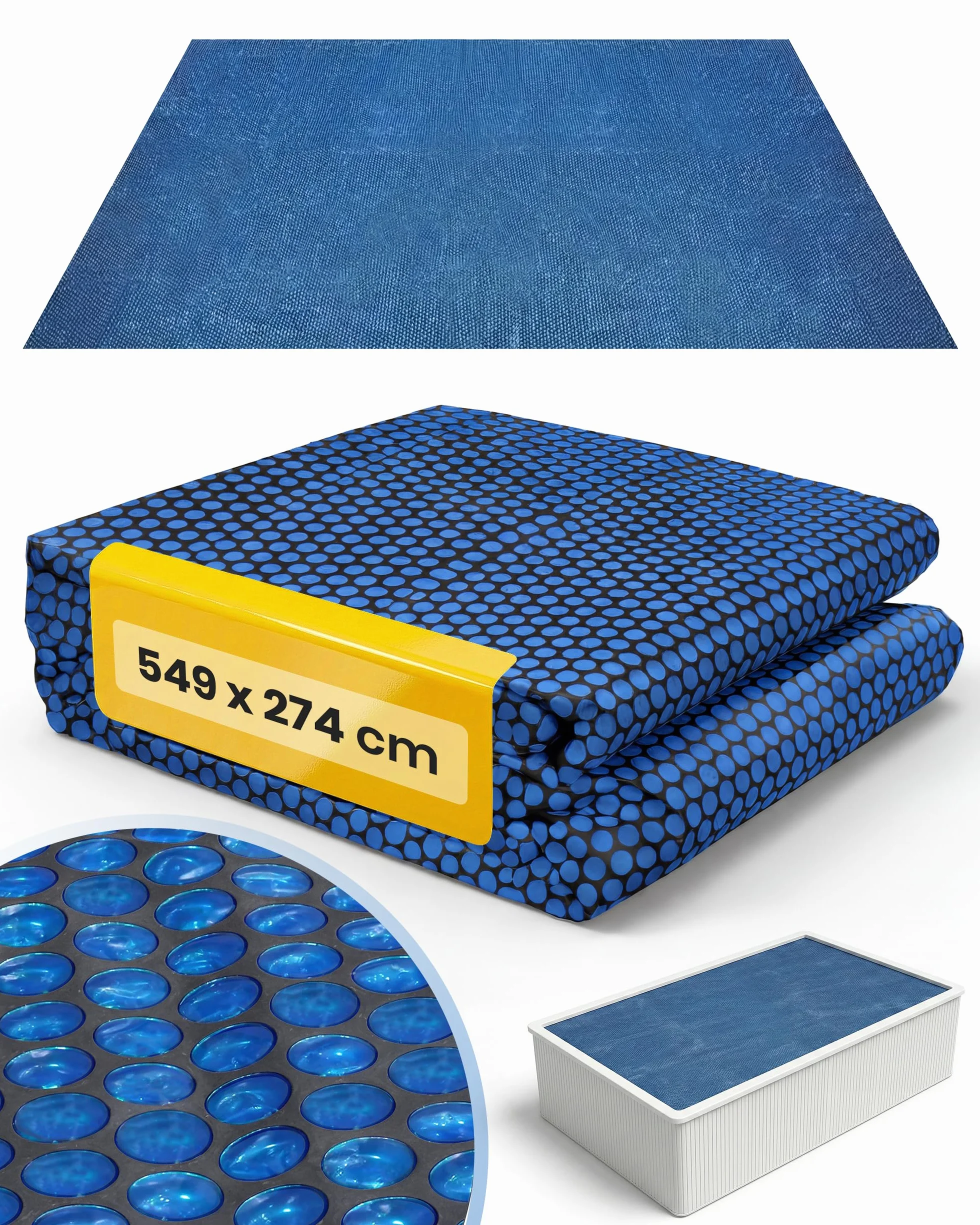 Miganeo Premium Lona solar para piscina 549 x 274 cm rectangular color negro azul recortable térmica