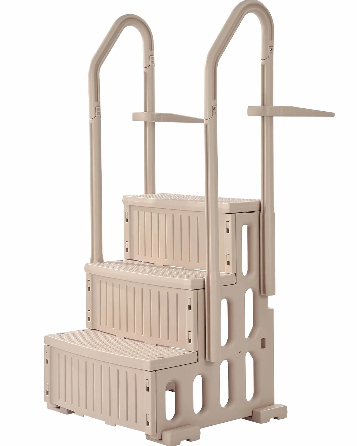 VEVOR Escalera para Piscina, 3 Escalones con Pasamanos Dobles, Capacidad 181,4 kg, 1500 x 820 x 670 mm, Gris Topo