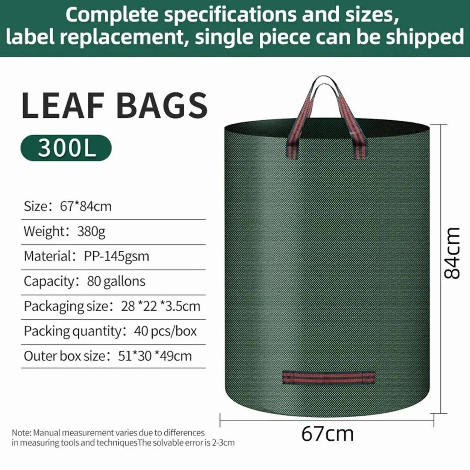 Bolsa para Residuos de Jardín Bolsa de basura jardín reutilizable resistente