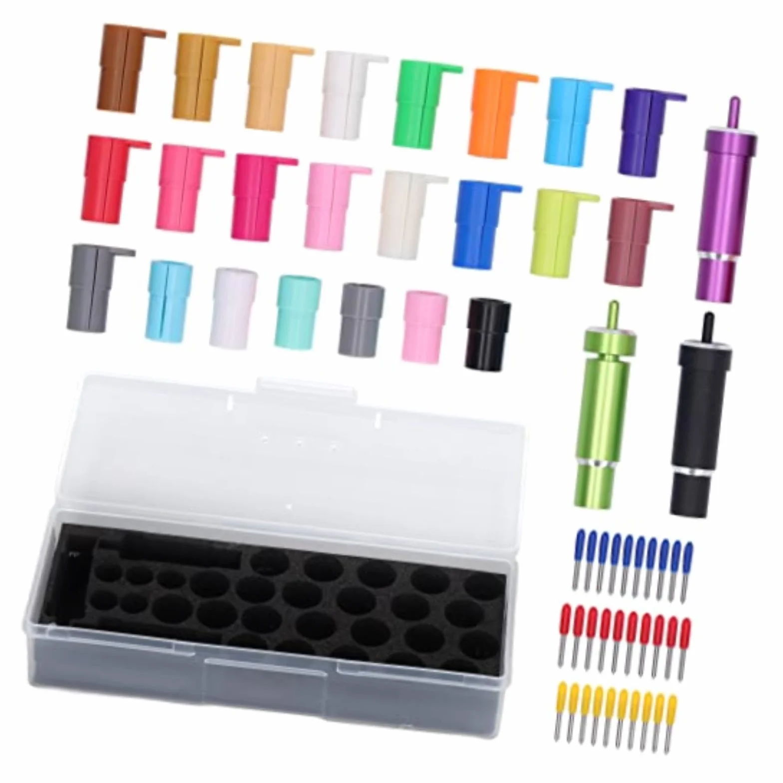 Accesorio para máquina cortadora, para soporte de cuchilla y kit de adaptador de bolígrafo, juego de piezas de repuesto con 30 cuchillas de tungsteno 23 adaptadores Abs, para Cricut