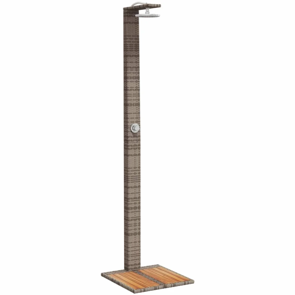Ducha de Exterior ratán PE Madera Acacia Gris 50x55x224 cm