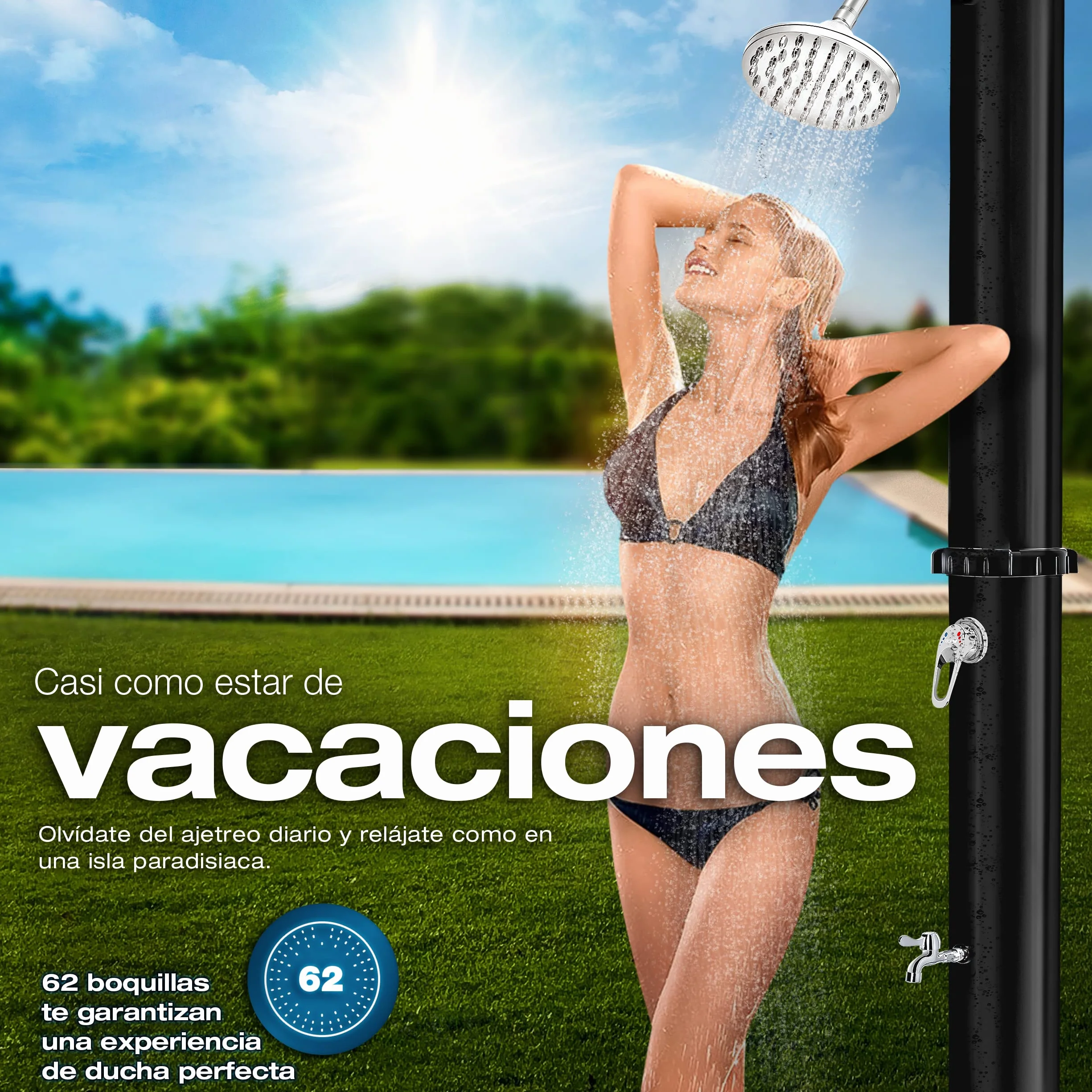 Tillvex Ducha de Jardín 20 litros Solar con Agua Caliente Cubierta Protectora