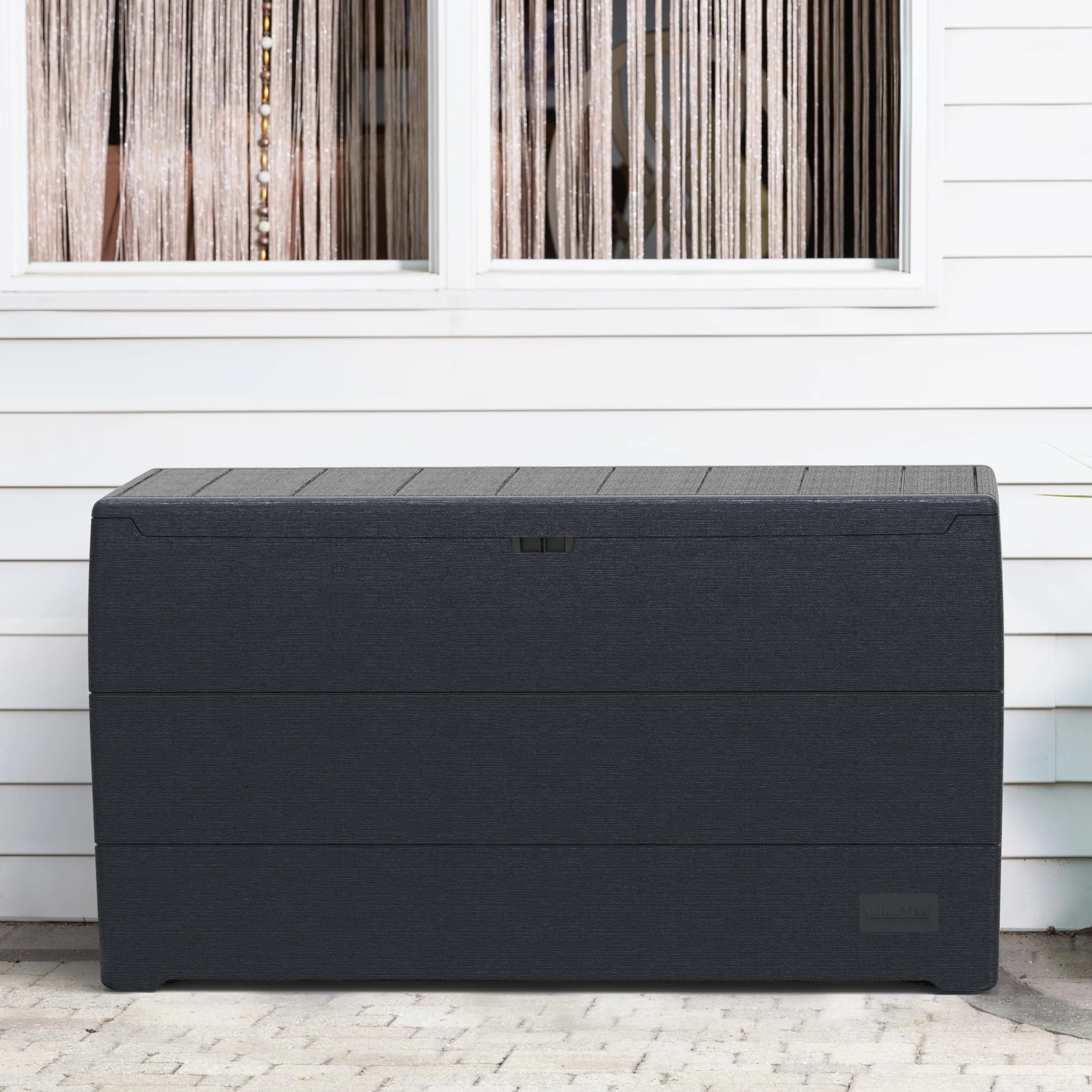 Duramax Durabox Caja de almacenamiento 270 litros 71 galones, organizador de jardín, plástico, gris oscuro