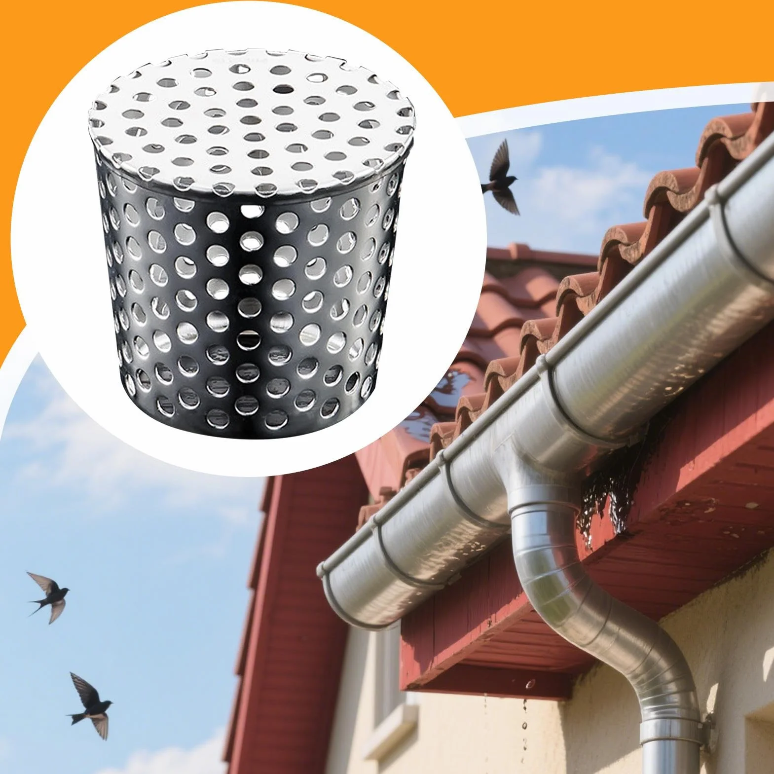 Rejilla De Drenaje En Acero Inoxidable para Bajantes Protector Cubierta para Desagüe Exterior