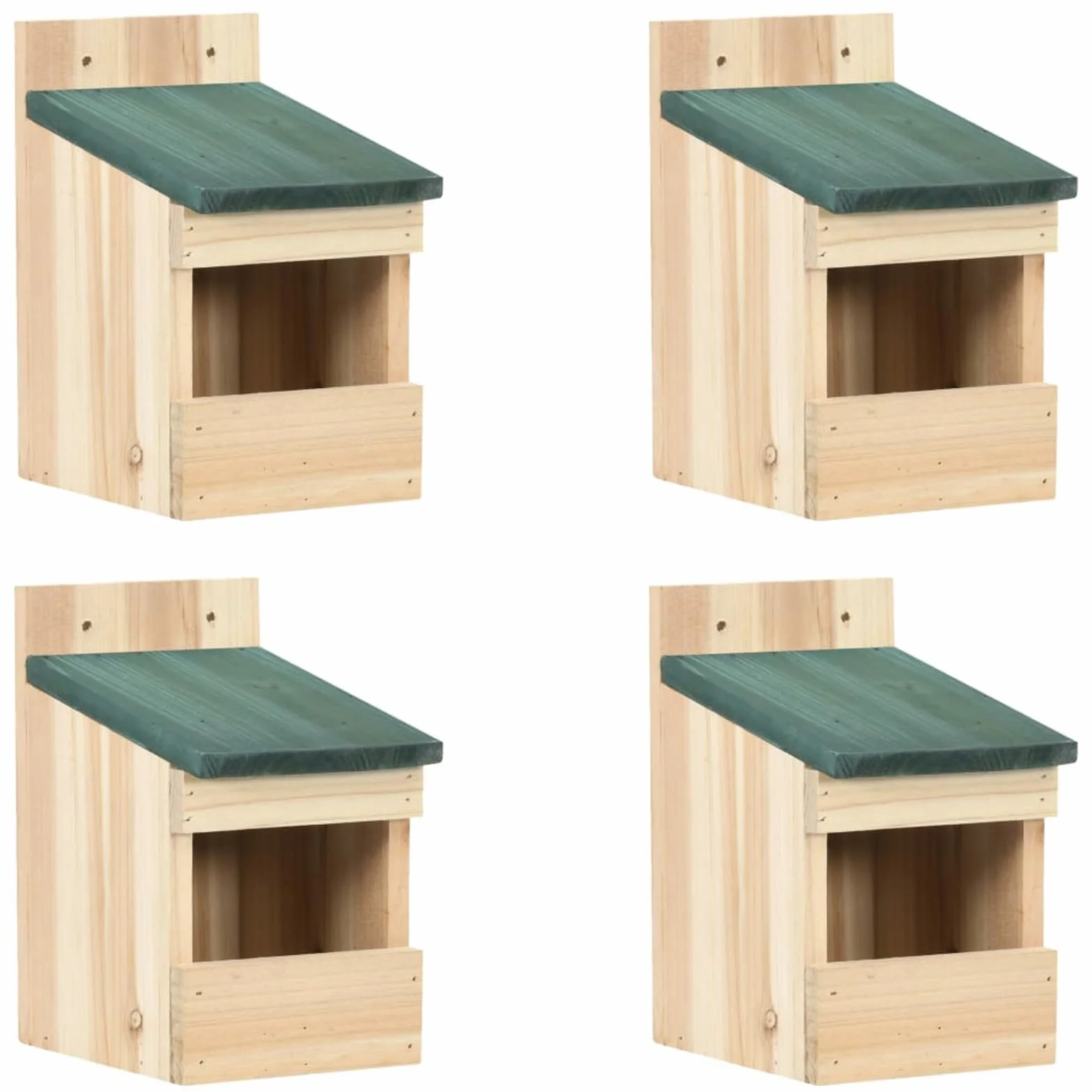 Homgoday Casitas para pájaros 4 unidades 12 x 16 x 20 cm de madera de abeto, muebles de interior/exterior