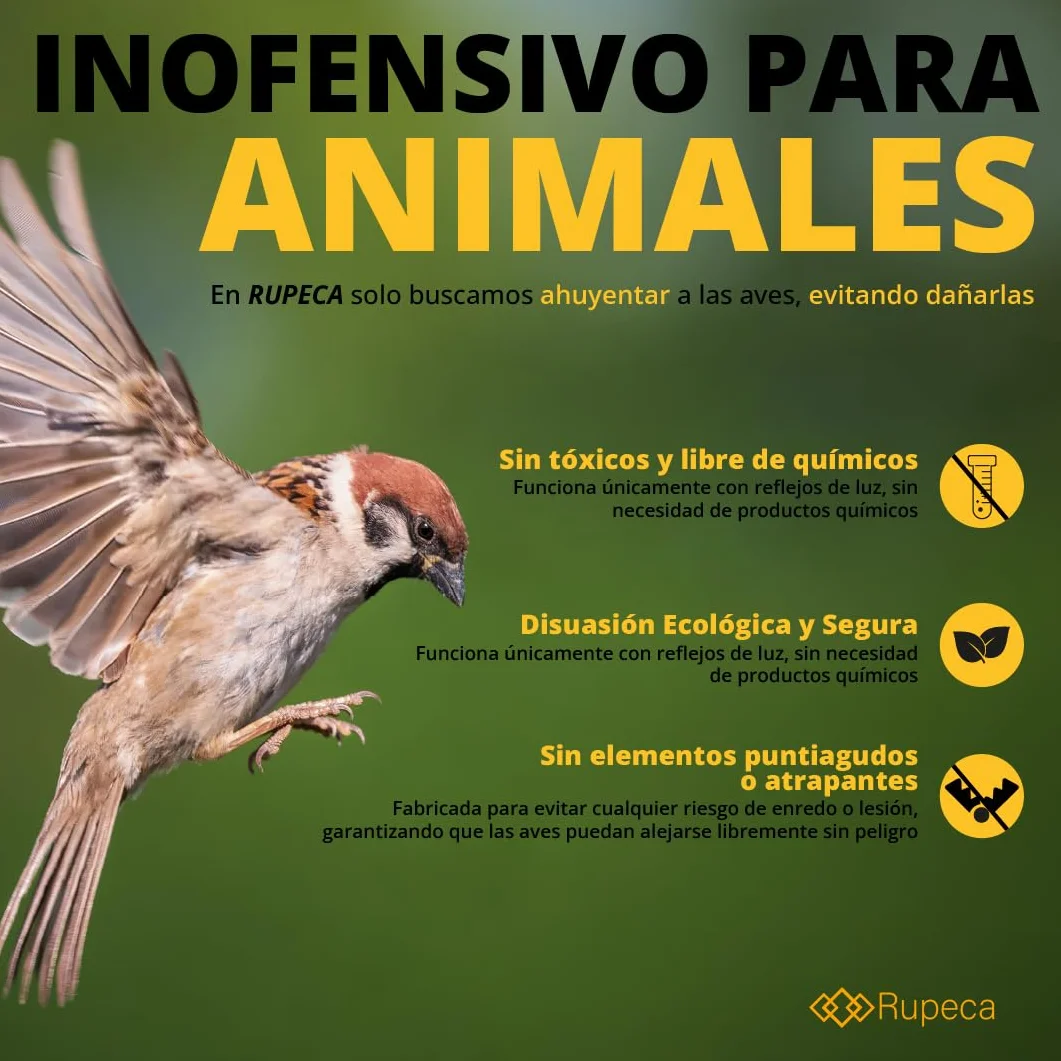 Cinta Repelente de Aves 80M x 4,8CM Ahuyentador de Pajaros Exterior