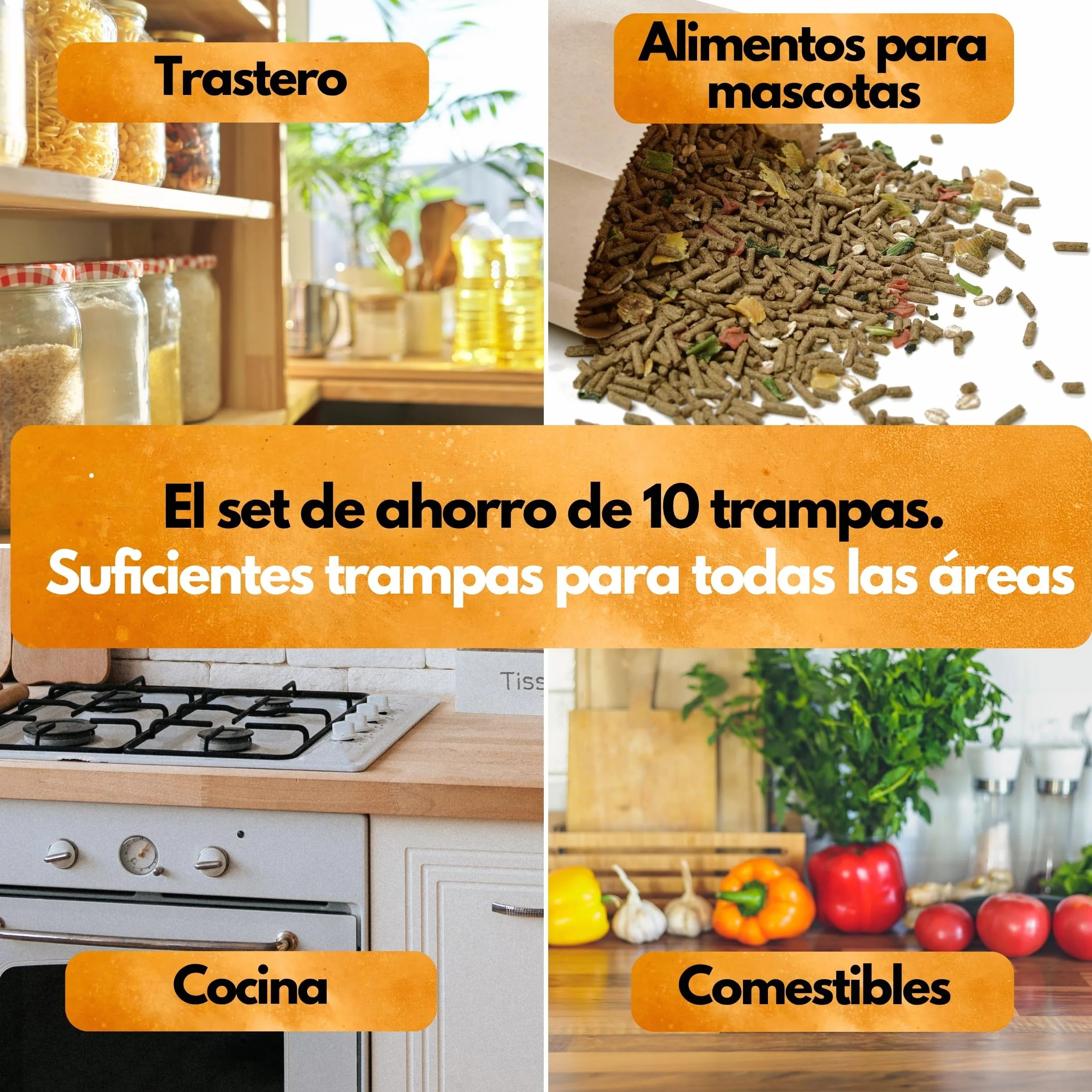 Trampa de polillas de alimentos 10 unidades Set ahorro Tiras adhesivas Papel antipolillas