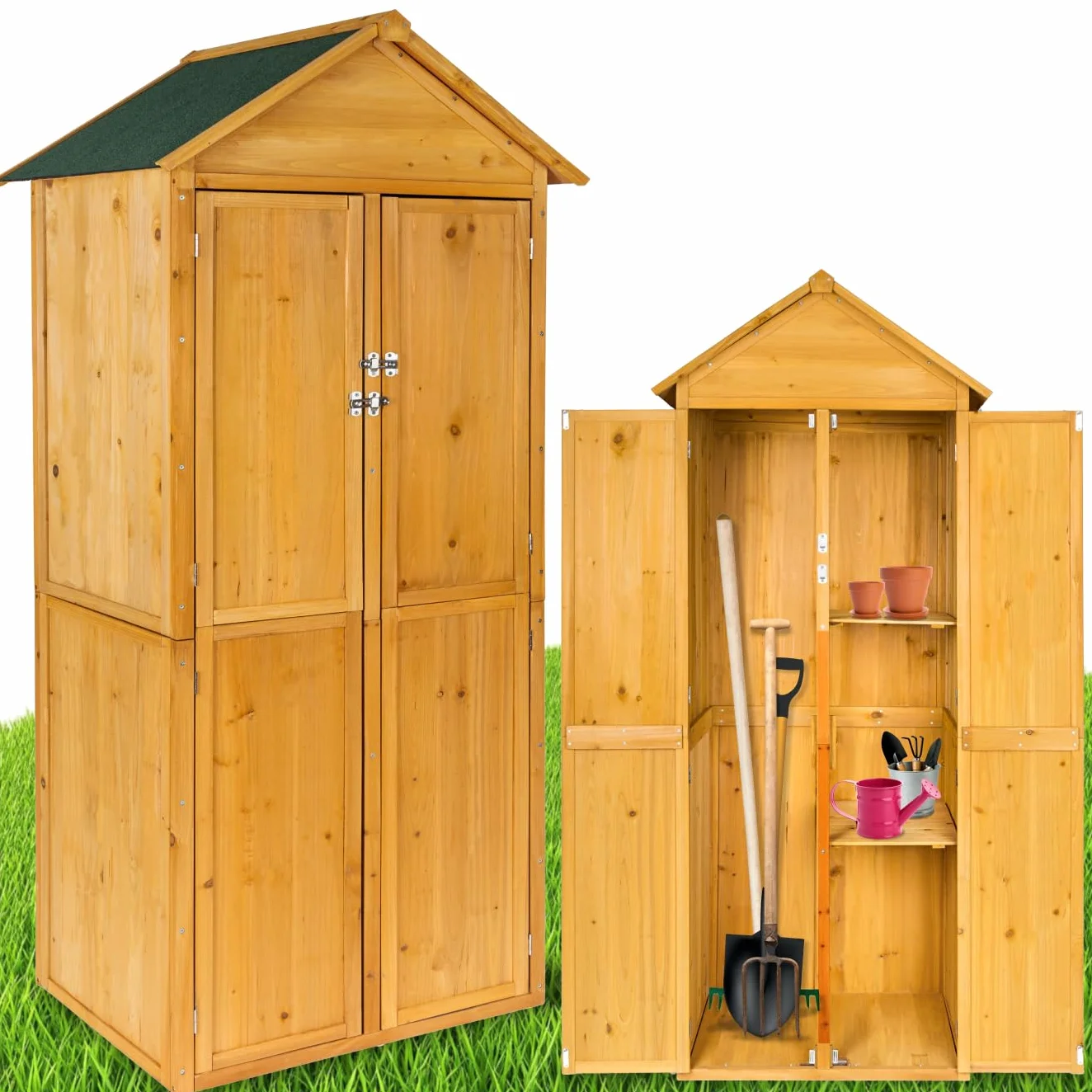 tectake Caseta Jardin Exterior Armario Herramientas con Estantes Madera