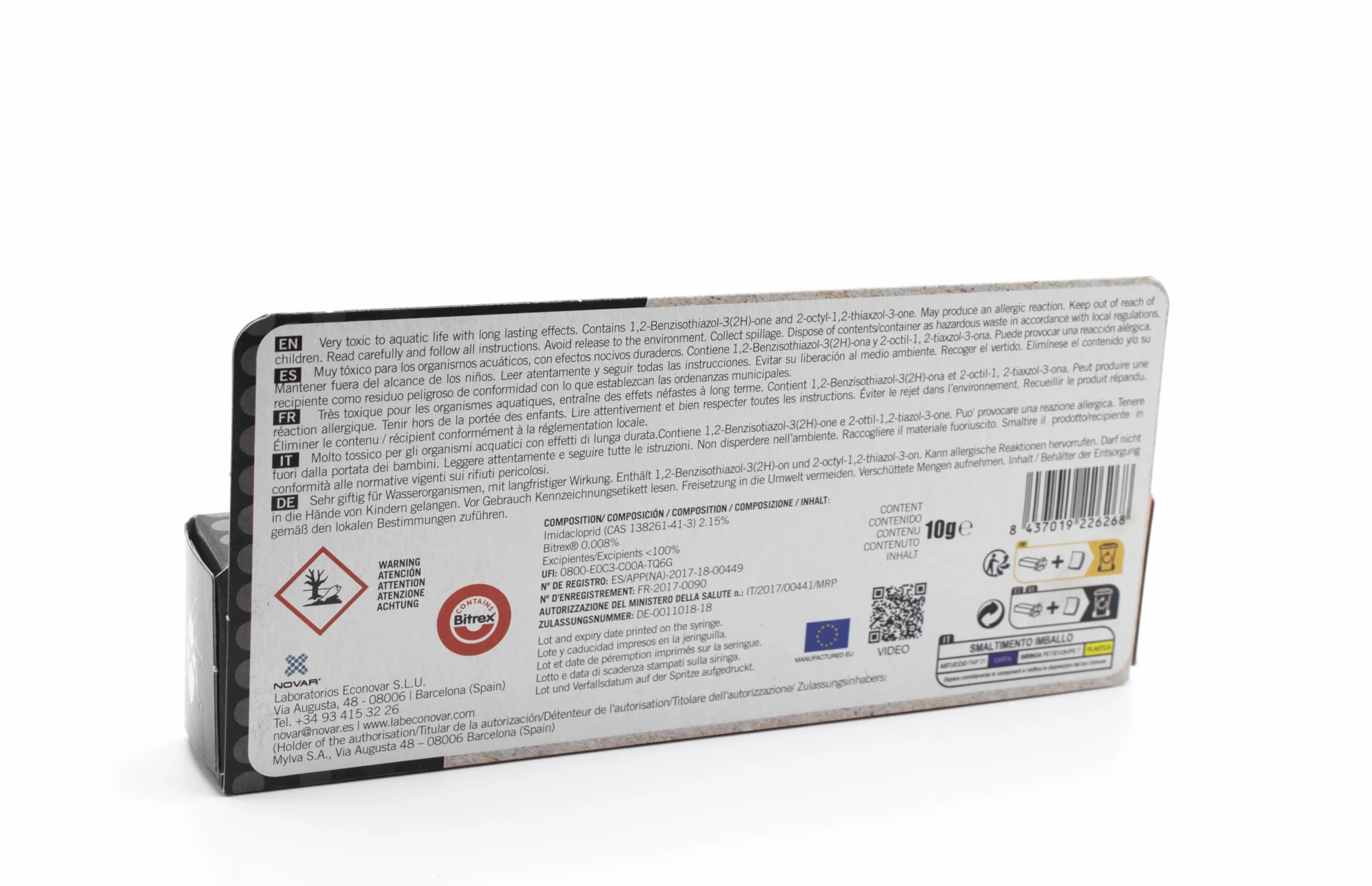 NOVAR ECOGEL Jeringuilla contra cucarachas 10 gr Ecopack